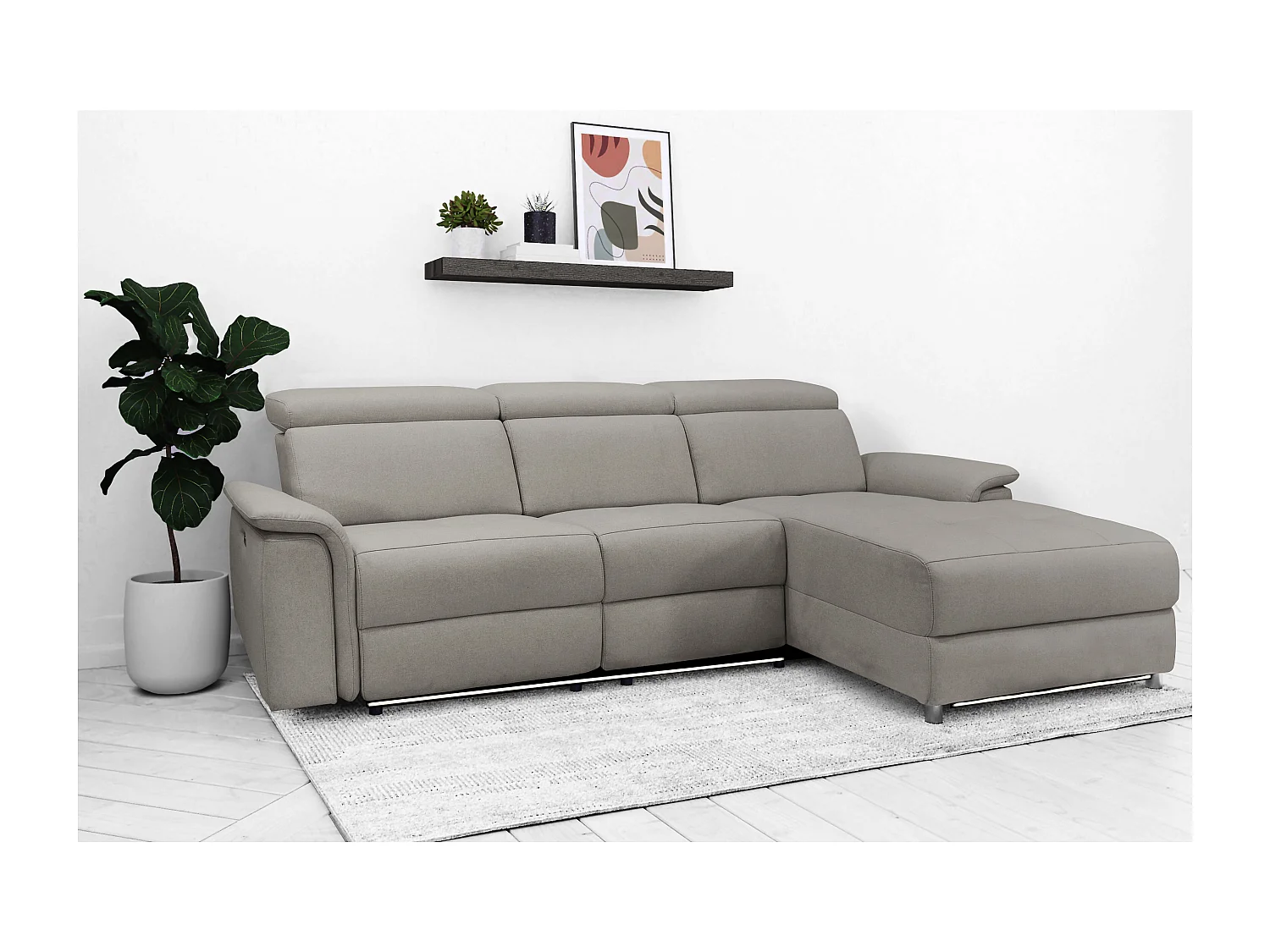 Pareli | Canapé 3 places avec fonction manuel tissu gris