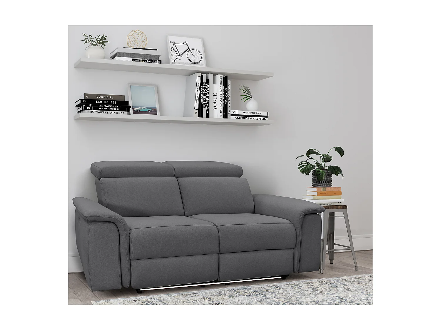 Pareli | Sofa 2 zits met Manuel Relax-functie in stof Antraciet