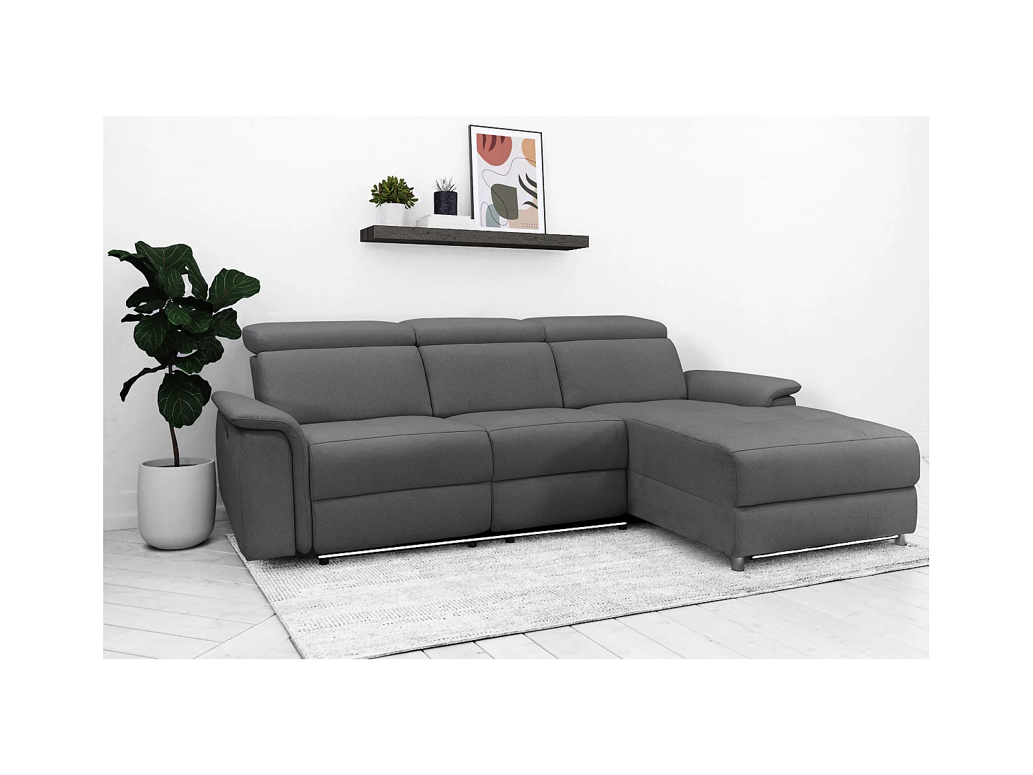 Pareli | Canapé 3 places avec fonction manuel tissu anthracite