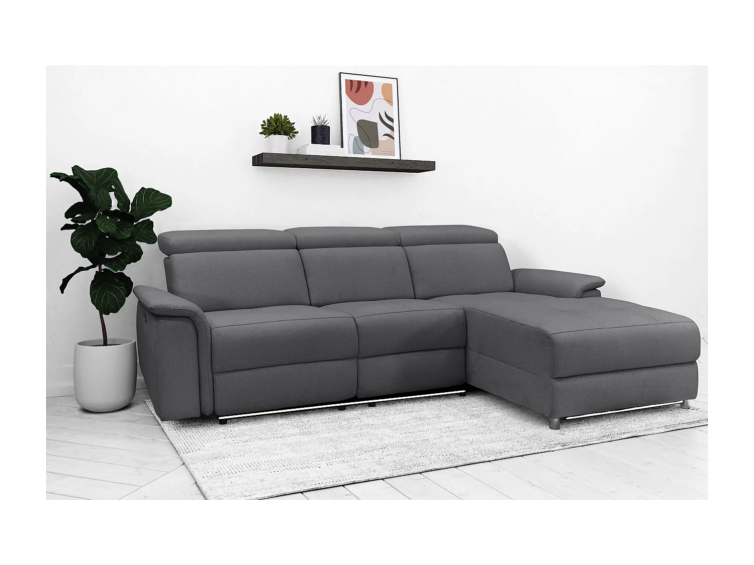 Pareli | Canapé 3 places avec fonction manuel tissu anthracite