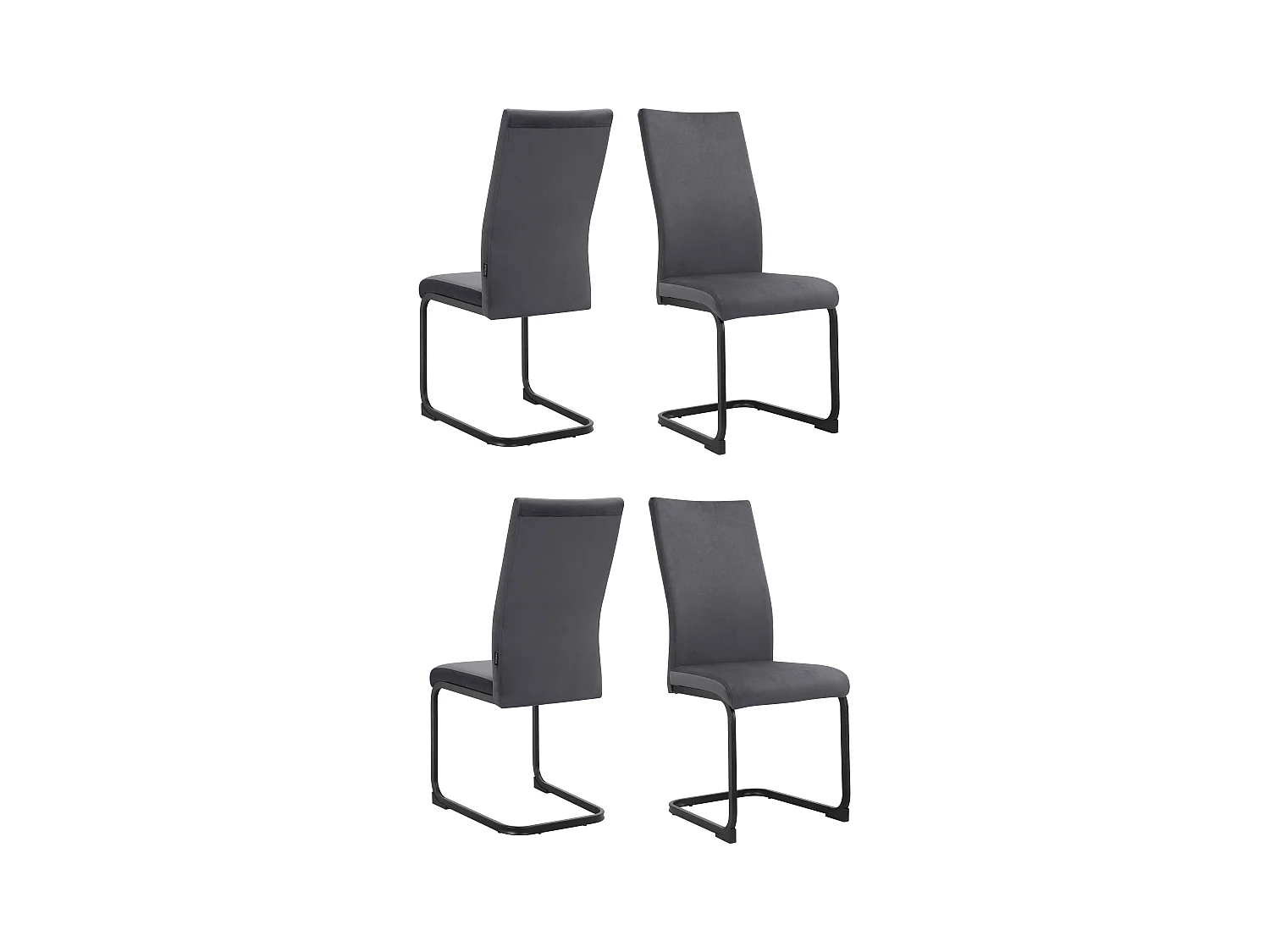 Sia | Lot de 4 chaises en velours anthracite