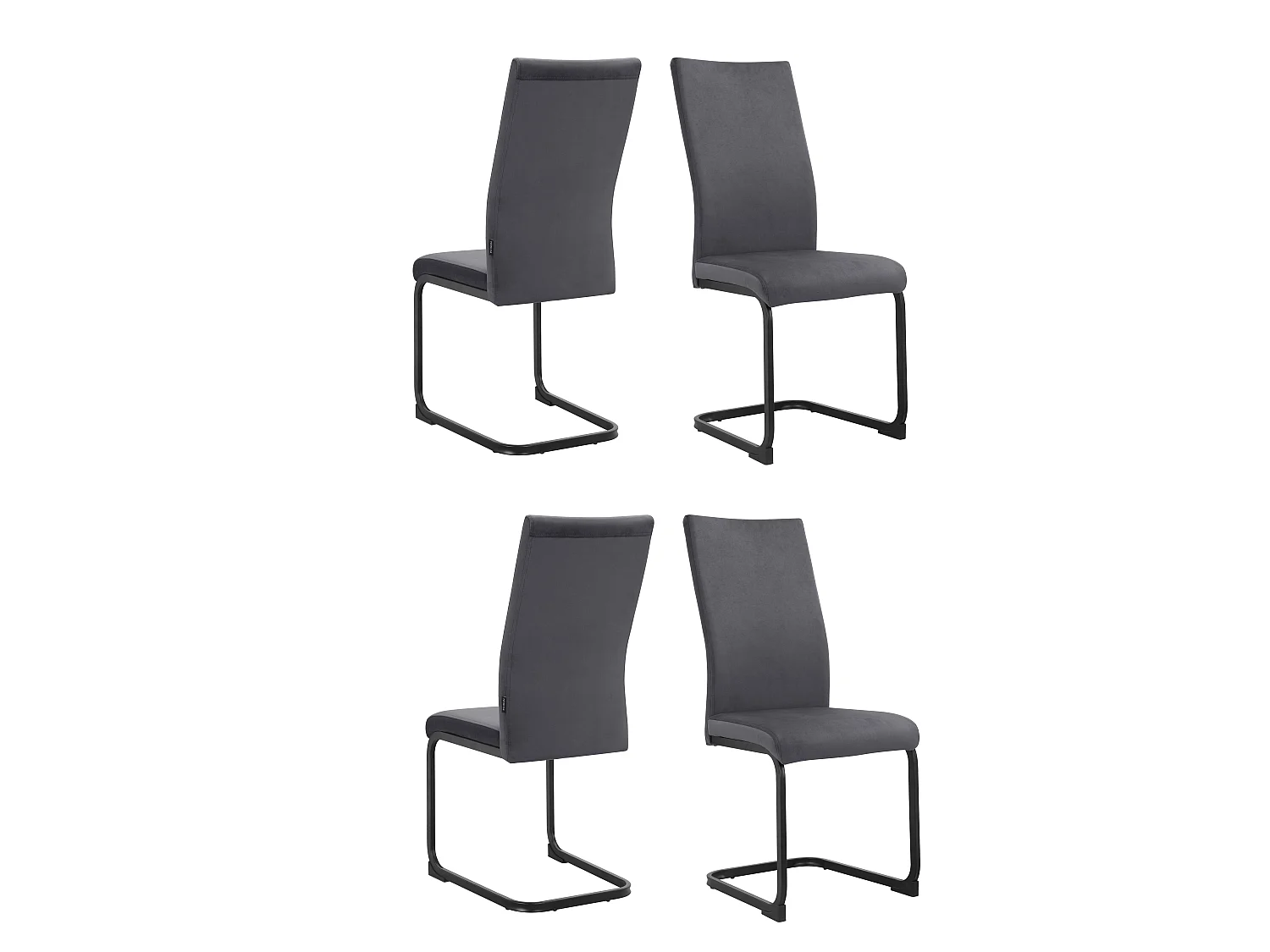 Sia | Lot de 4 chaises en velours anthracite