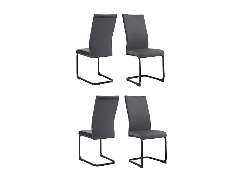 Sia | Eetkamerstoelen in fluweel antraciet 4 Set