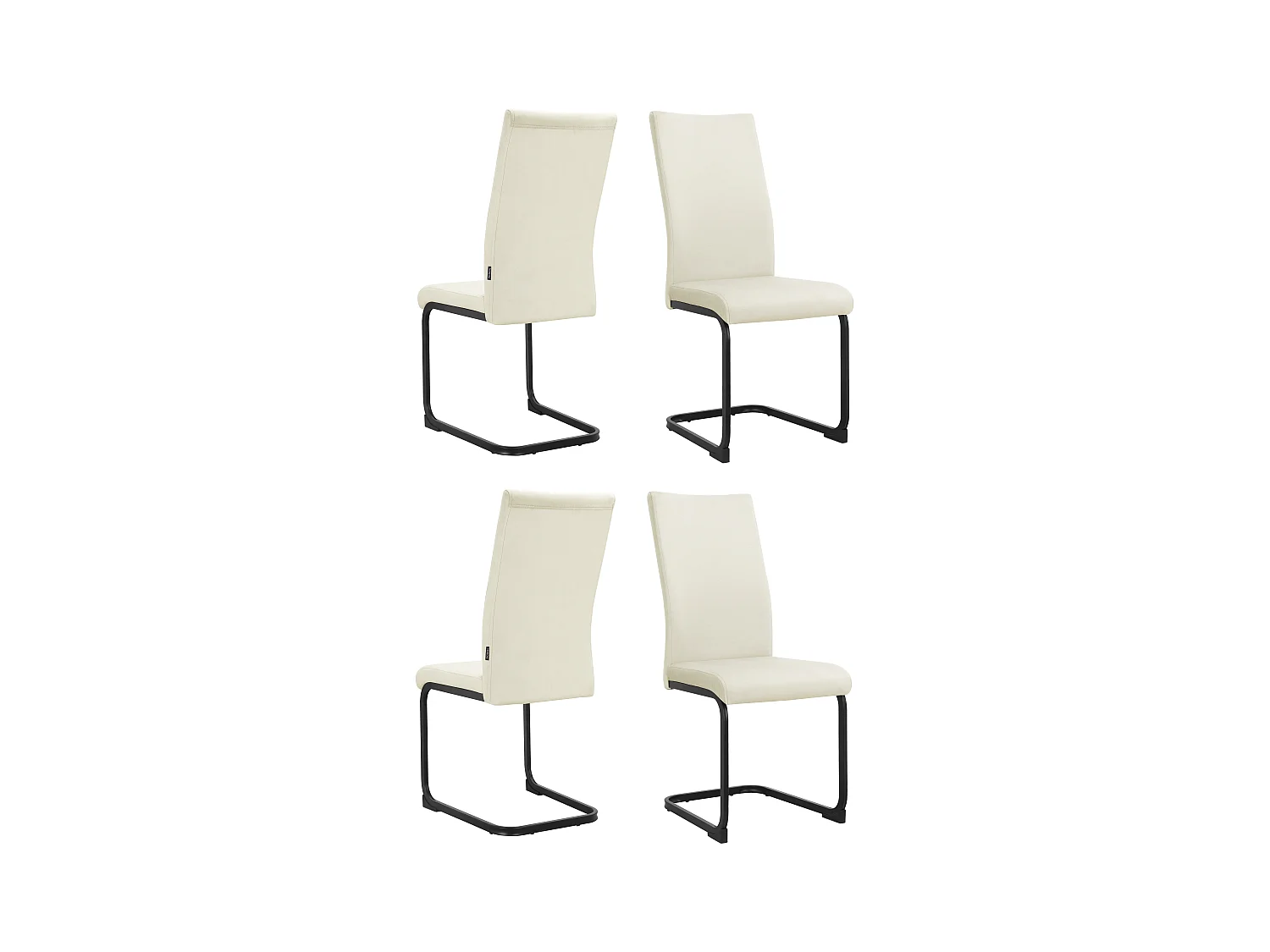 Sia | Lot de 4 chaises en velours crème