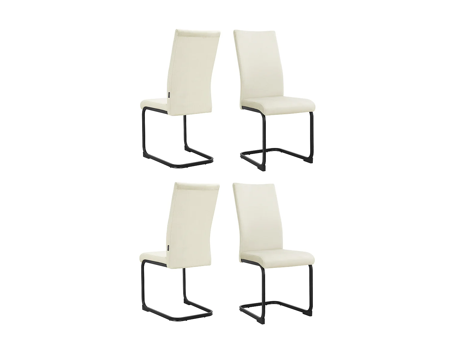 Sia | Lot de 4 chaises en velours crème