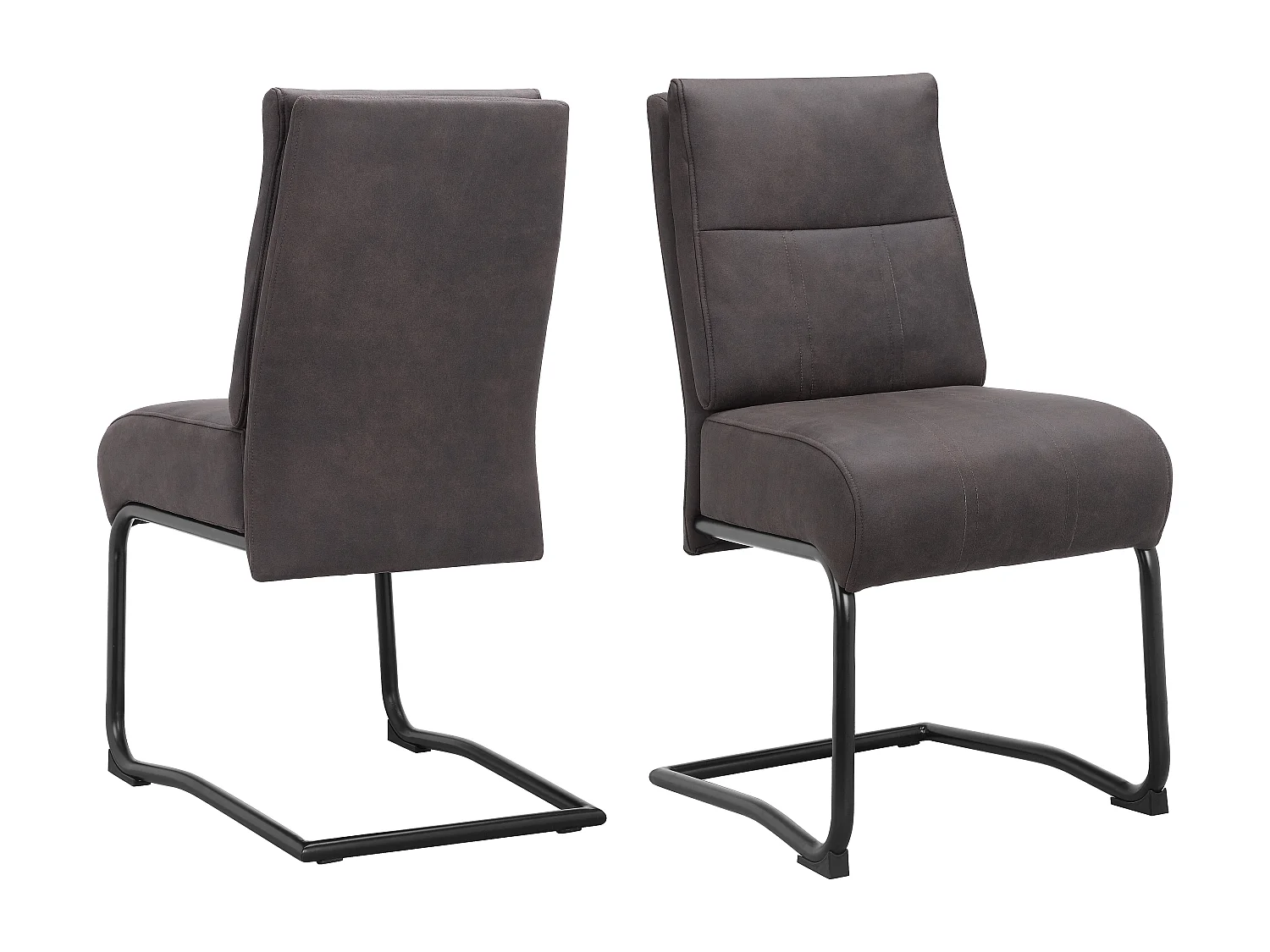 Wilde | Lot de 2 chaises en microfibre anthracite