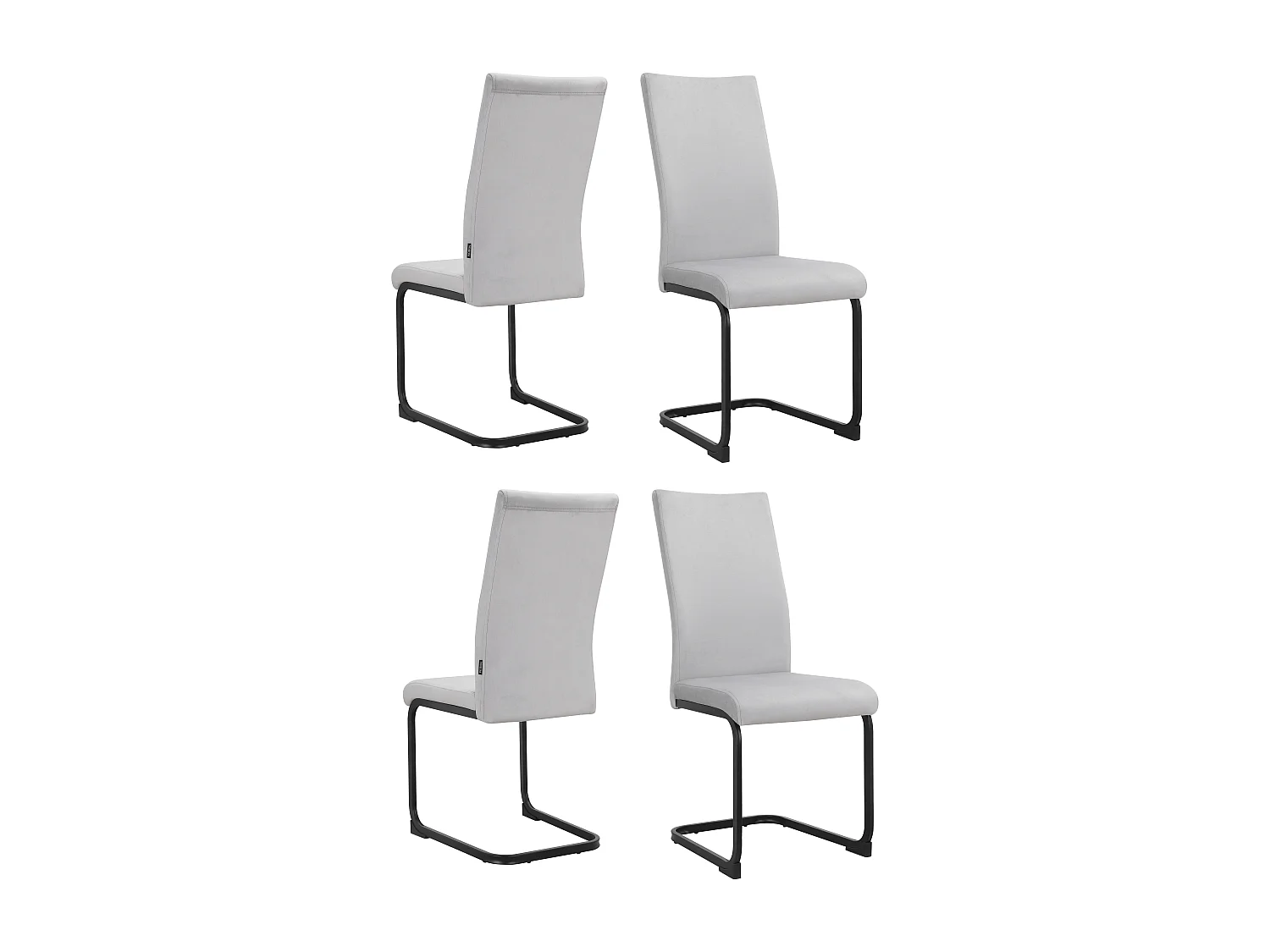 Sia | Pack de 4 sillas de comedor de terciopelo gris claro