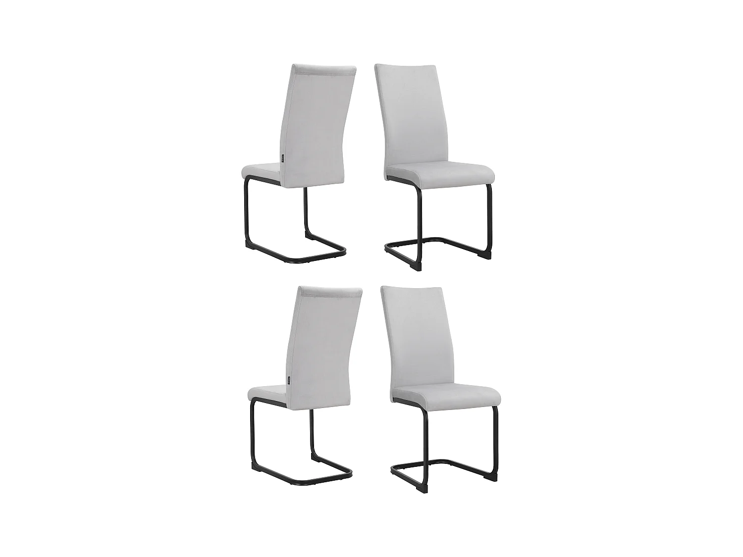 Sia | Lot de 4 chaises en velours gris clair