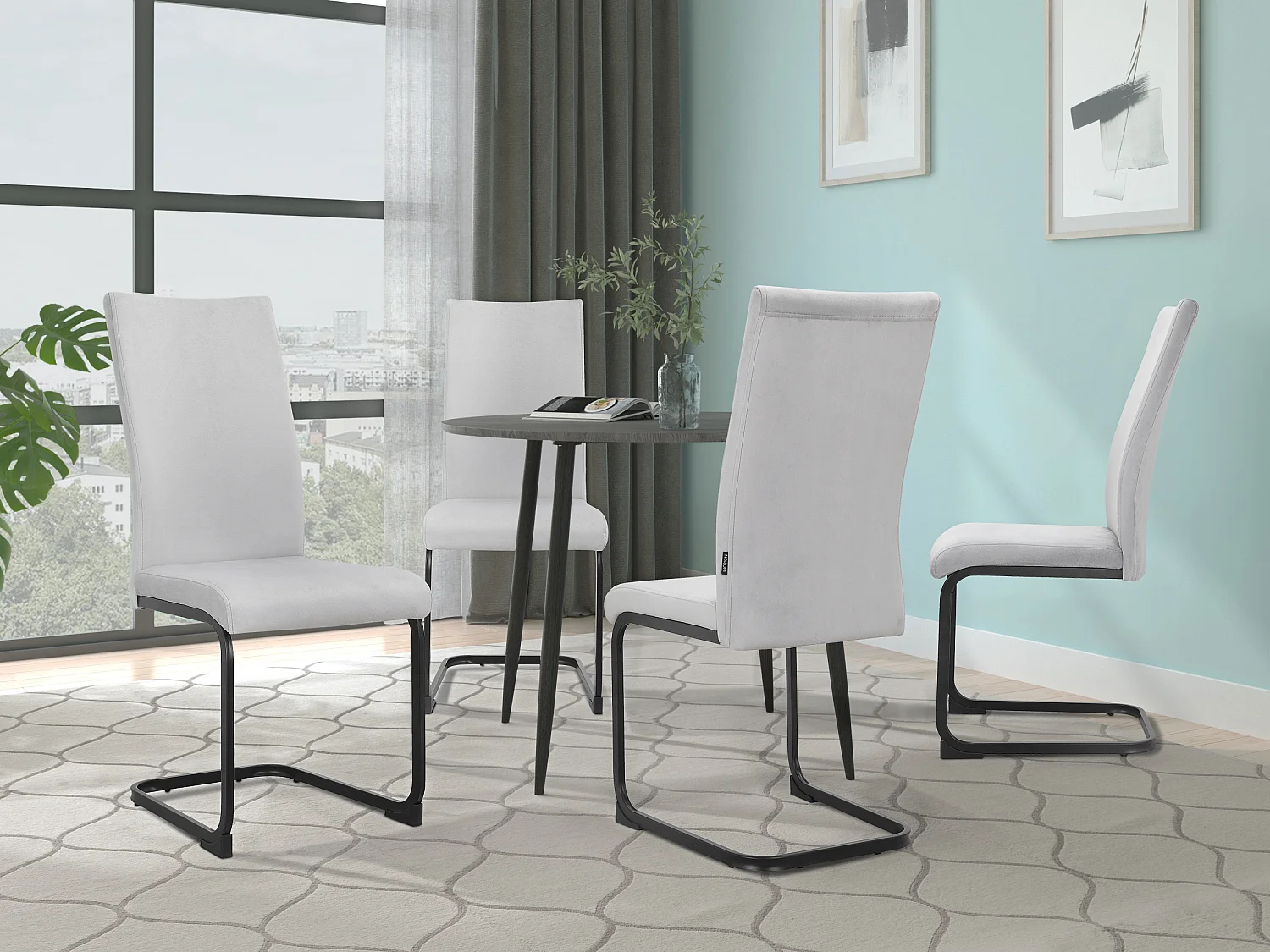 Sia | Eetkamerstoelen in fluweel Lichtgrijs 4 Set