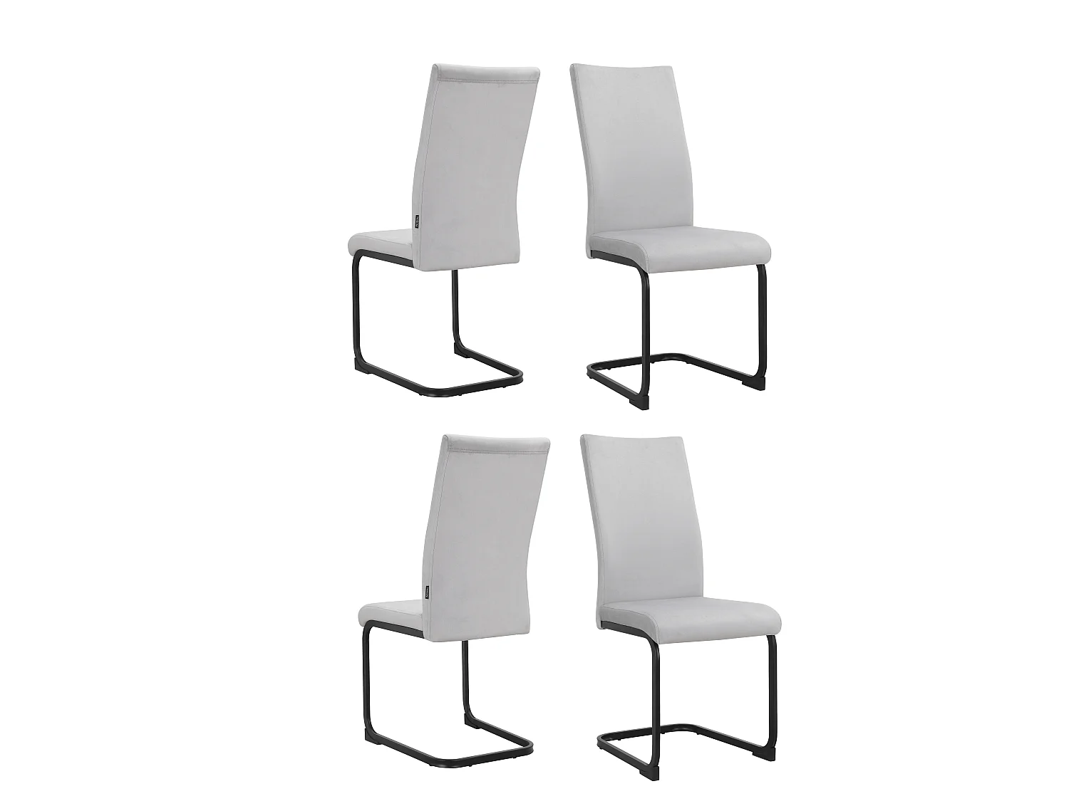 Sia | Lot de 4 chaises en velours gris clair