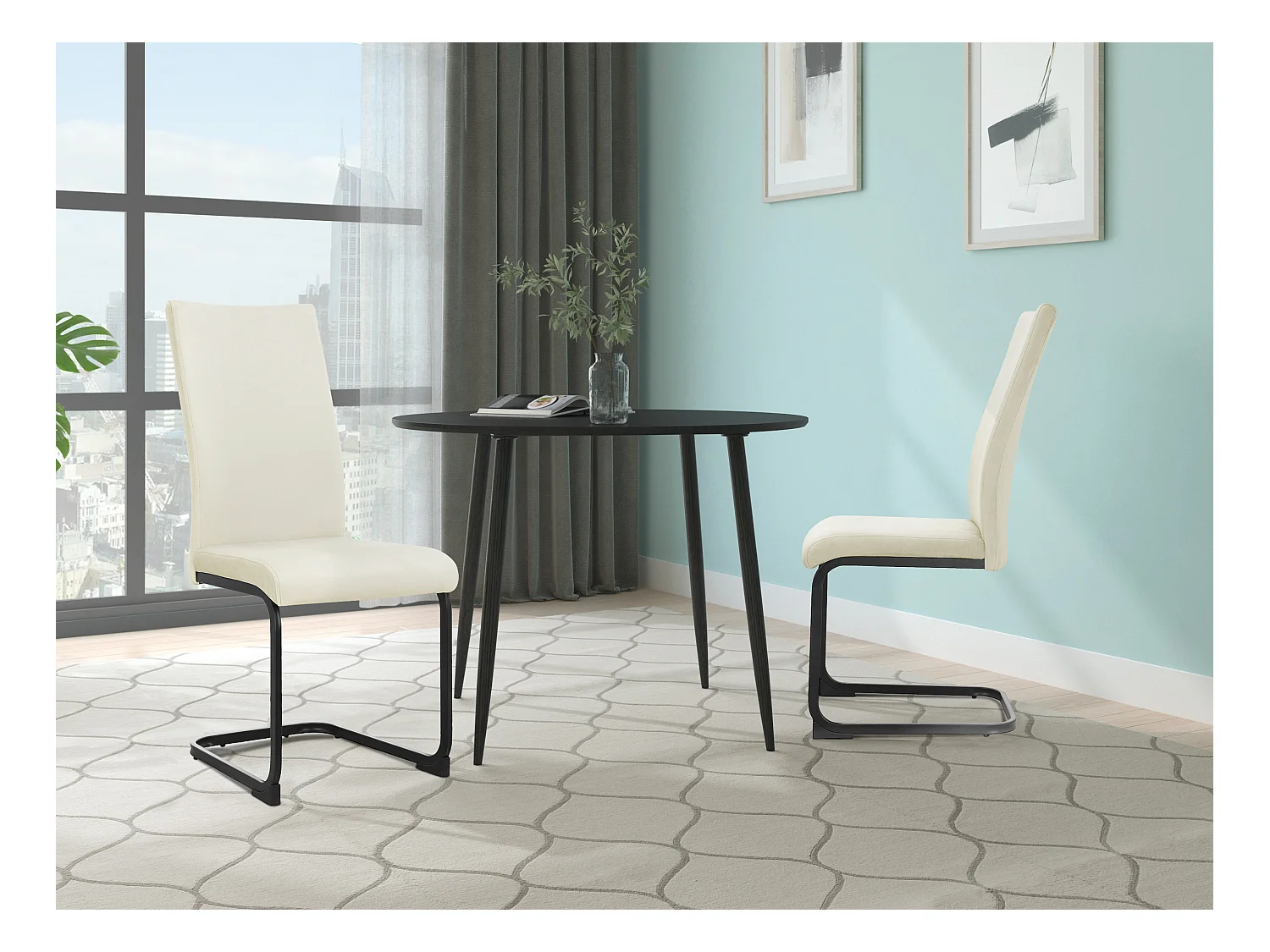 Sia | Lot de 2 chaises en velours crème