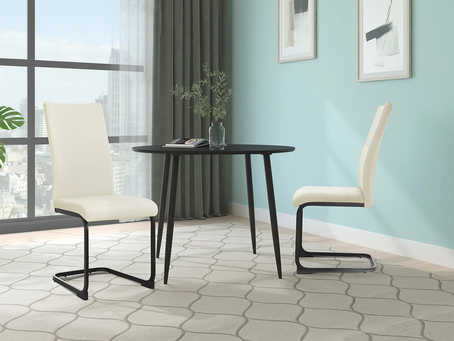Sia | Lot de 2 chaises en velours crème