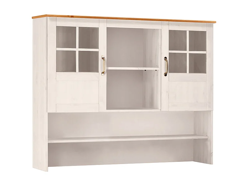 Alby | Huche avec 2 portes en verre et 1+1 étagères en laque blanc de pin