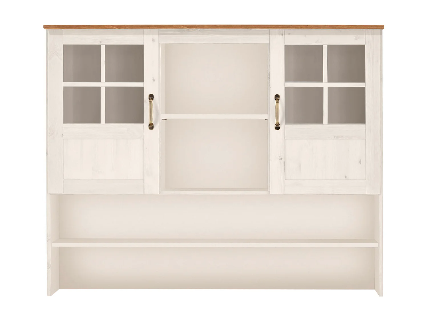 Alby | Conejera con 2 puertas de cristal y 1+1 estantes en lacado blanco pino