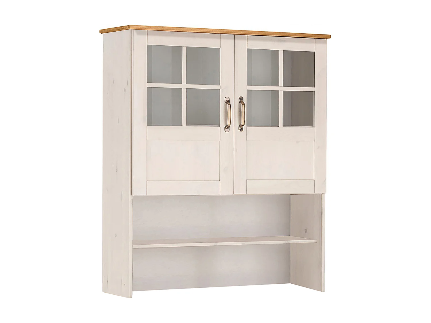 Alby | Cómoda com 2 Portas de Vidro e 1 Prateleira em Laca Branco Pinho