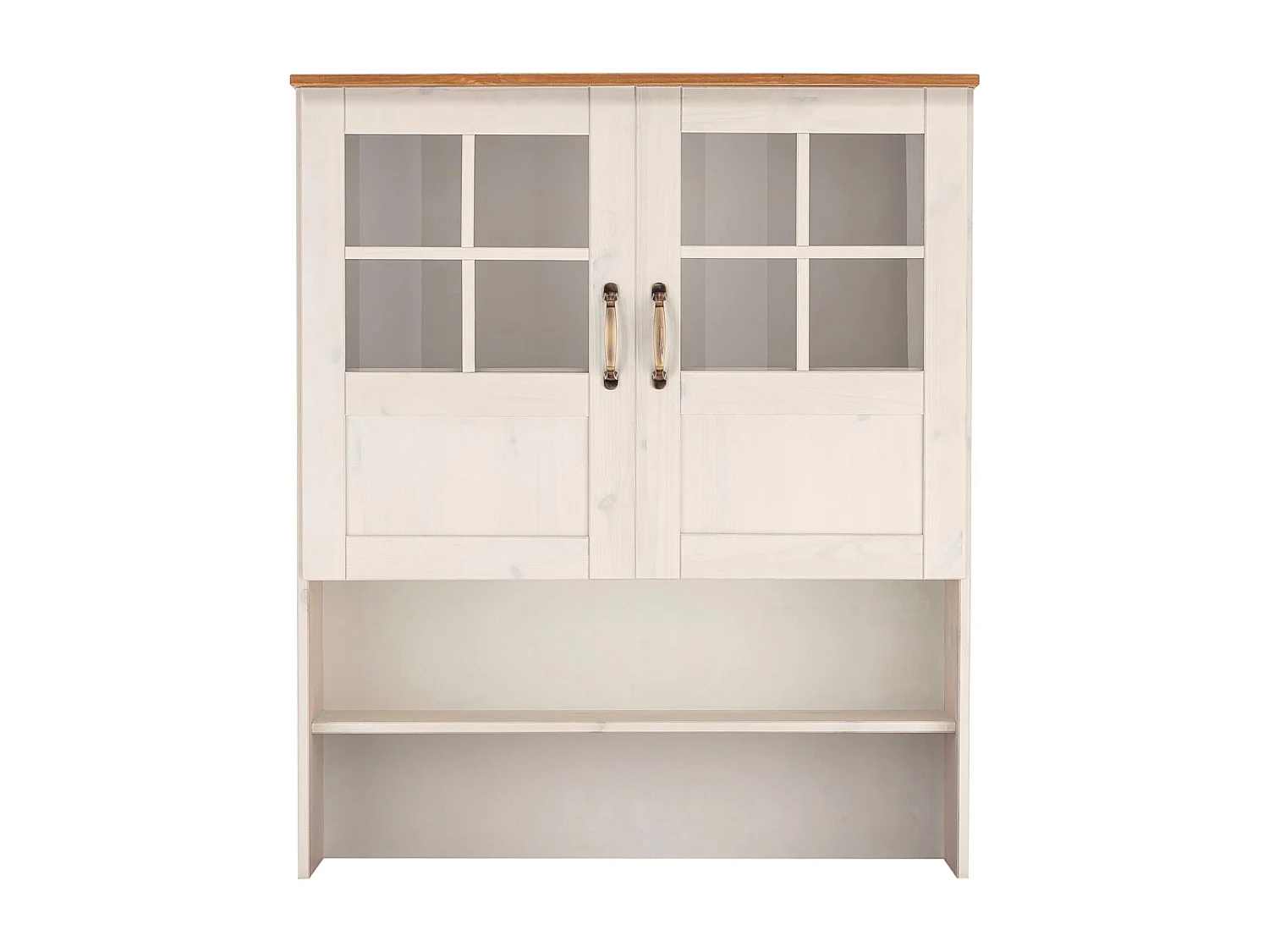 Alby | Cómoda com 2 Portas de Vidro e 1 Prateleira em Laca Branco Pinho