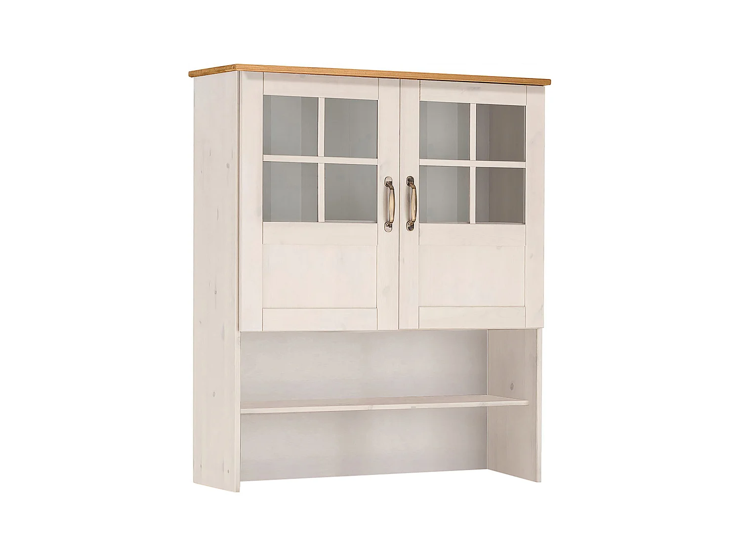 Alby | Huche avec 2 portes en verre et 1 étagère en laque blanc pin