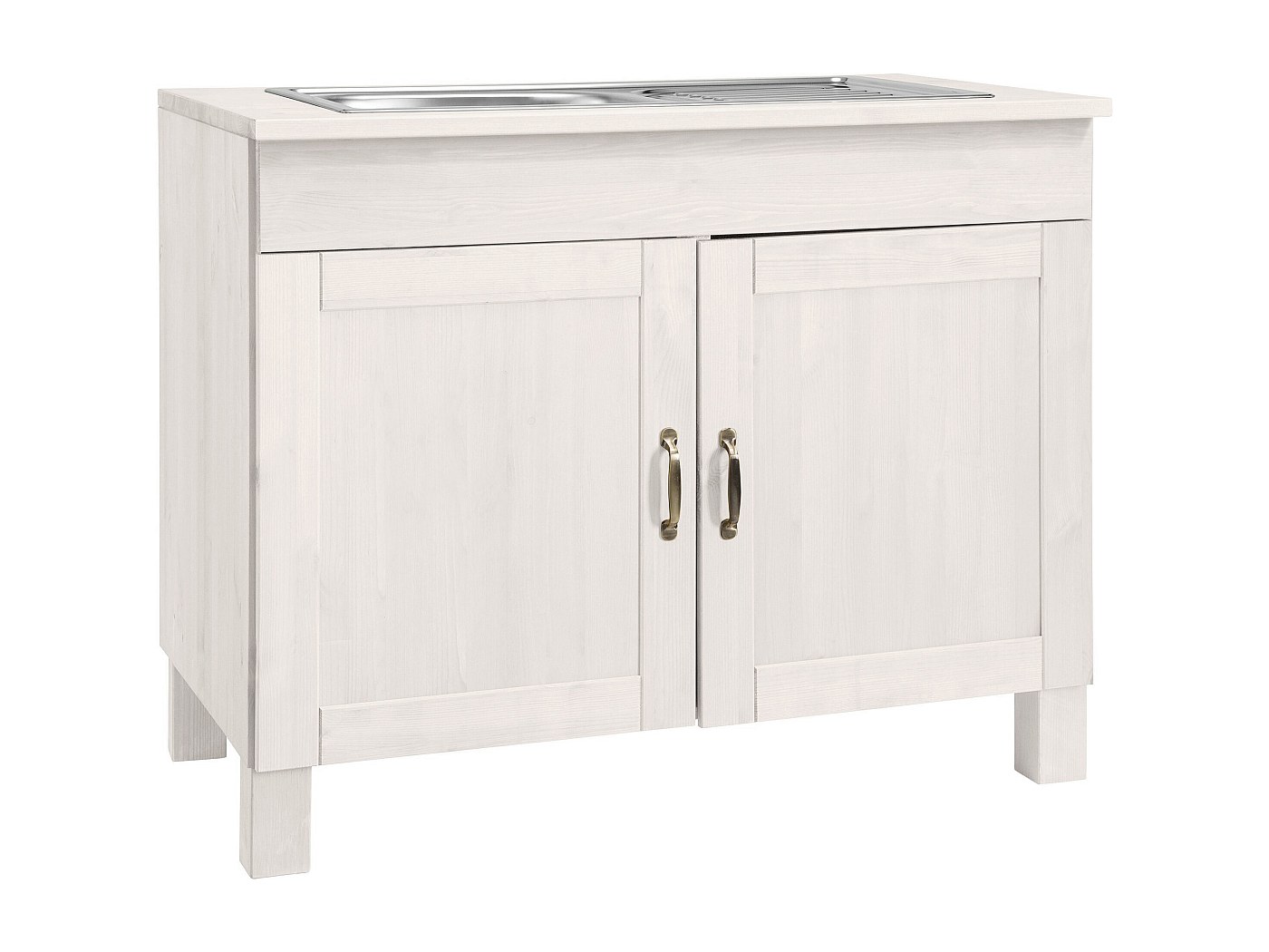 Alby | Meuble évier 100 cm avec 2 portes en pin blanc laqué