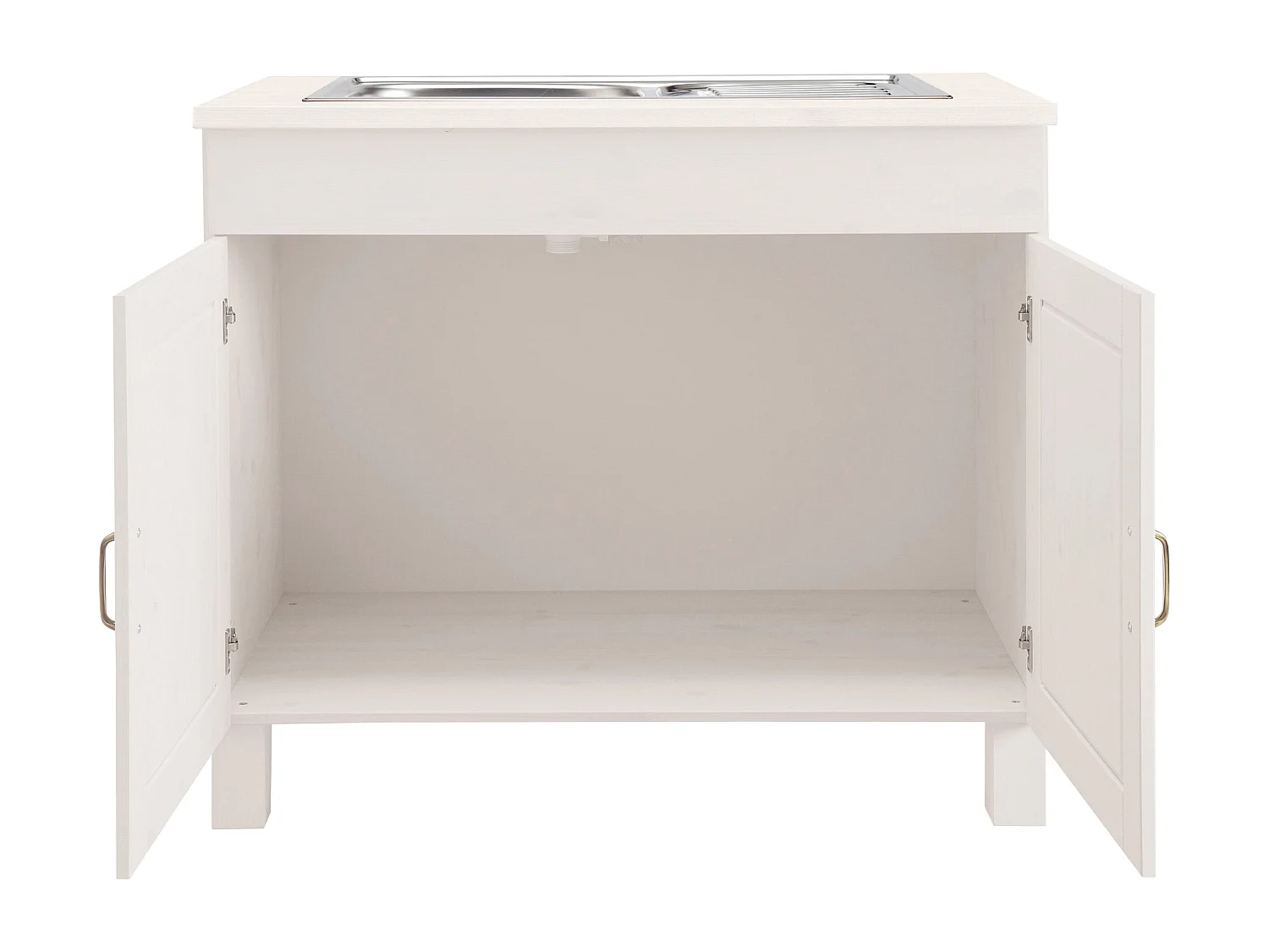 Alby | Meuble évier 100 cm avec 2 portes en pin blanc laqué