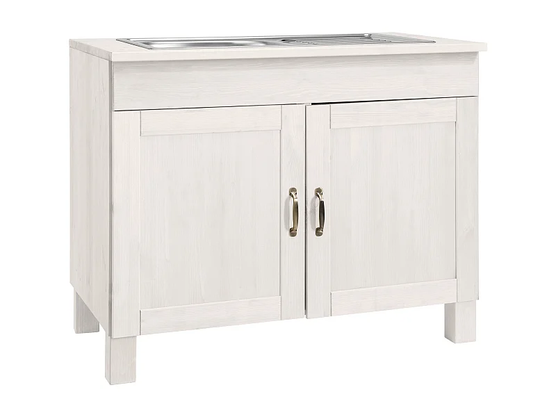 Alby | Mobile lavello 100 cm con 2 ante in pino laccato bianco