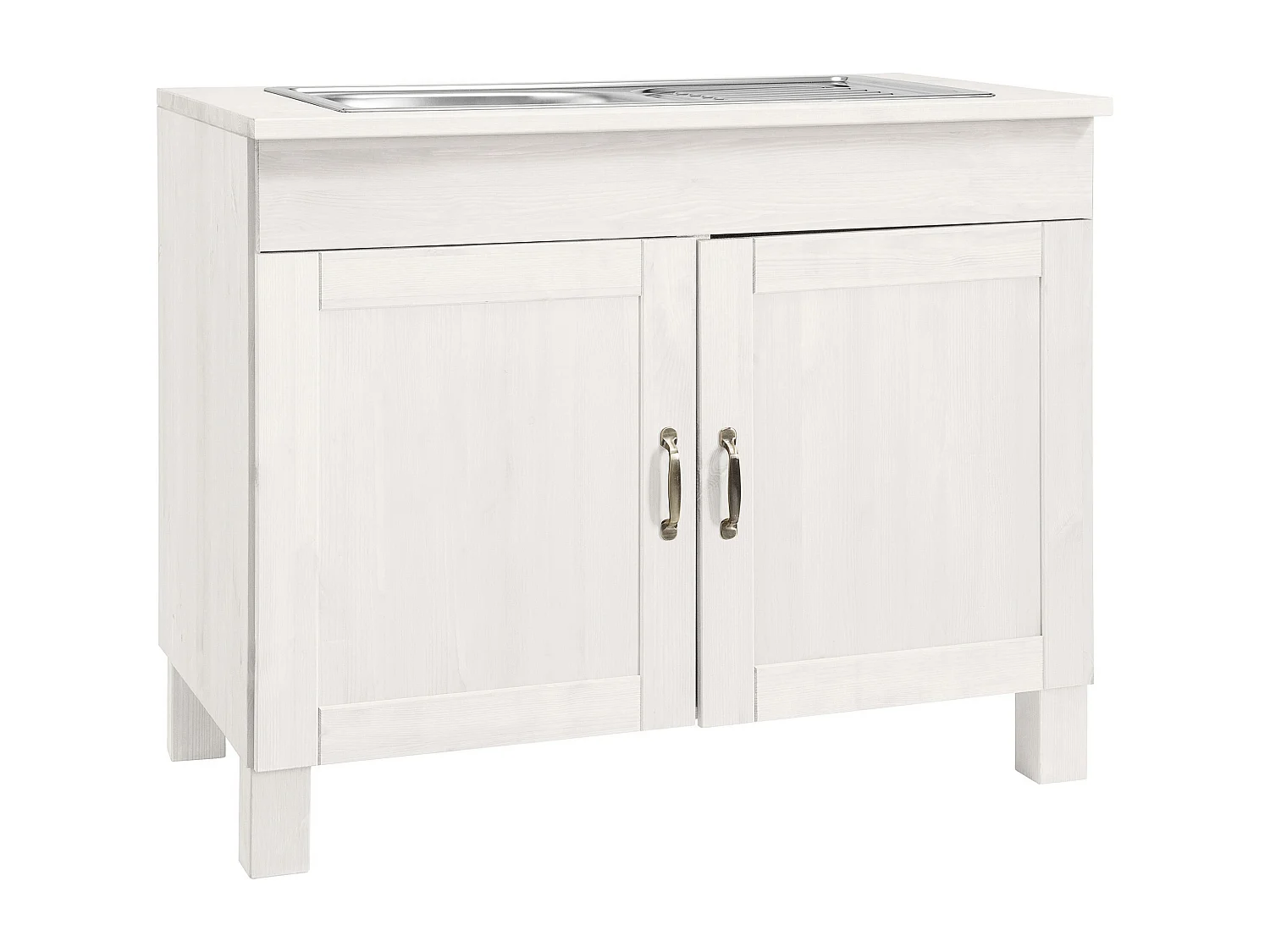 Alby | Mobile lavello 100 cm con 2 ante in pino laccato bianco