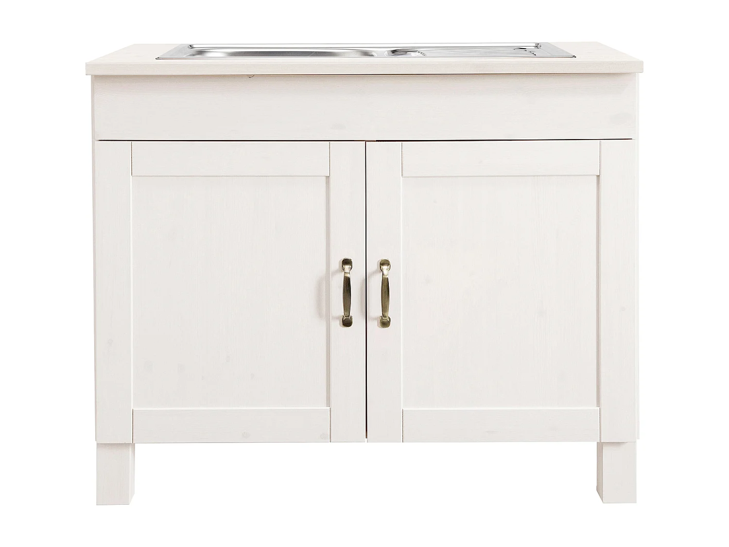 Alby | Mobile lavello 100 cm con 2 ante in pino laccato bianco