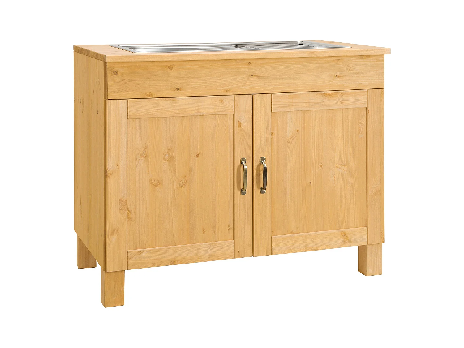 Alby | Meuble évier 100 cm avec 2 portes en pin teinté