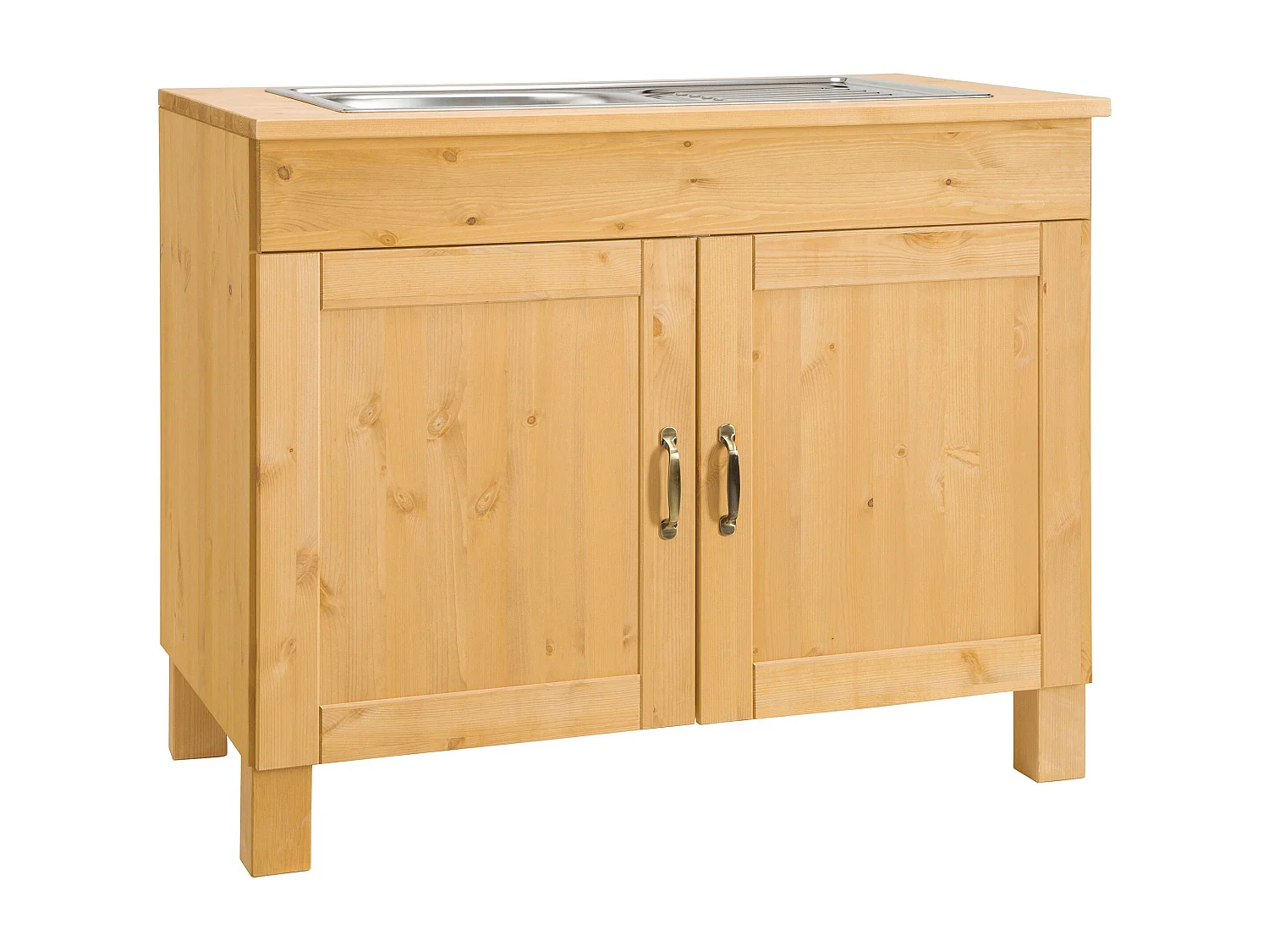 Alby | Meuble évier 100 cm avec 2 portes en pin teinté