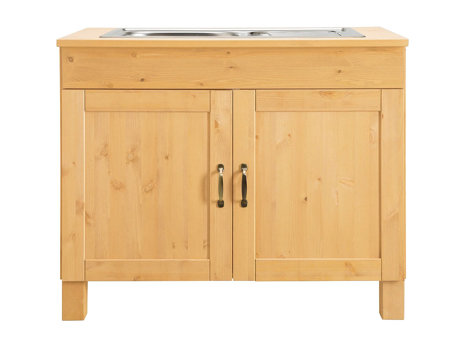 Alby | Meuble évier 100 cm avec 2 portes en pin teinté