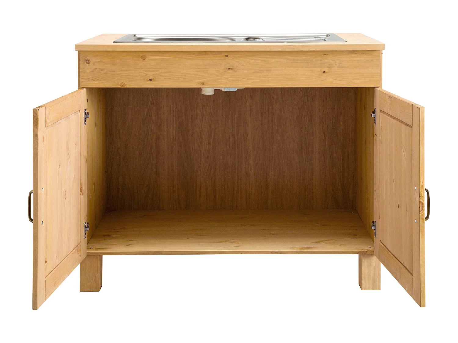 Alby | Meuble évier 100 cm avec 2 portes en pin teinté