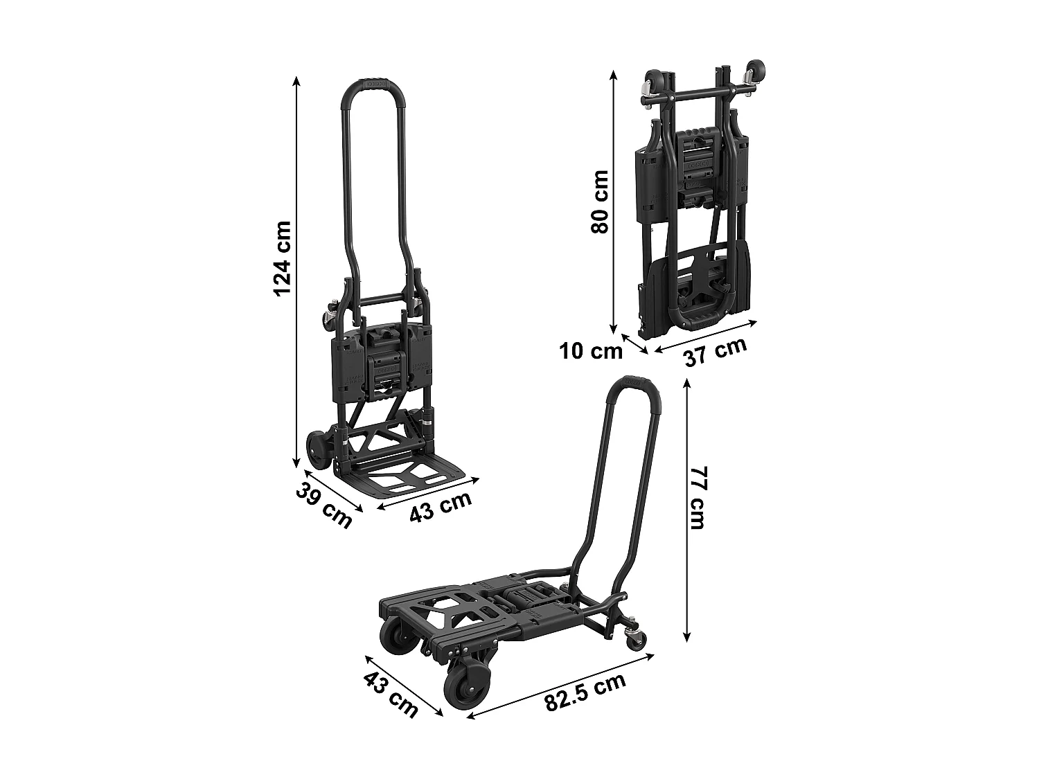 Shifter | Carrello manuale pieghevole 2 in 1 nero
