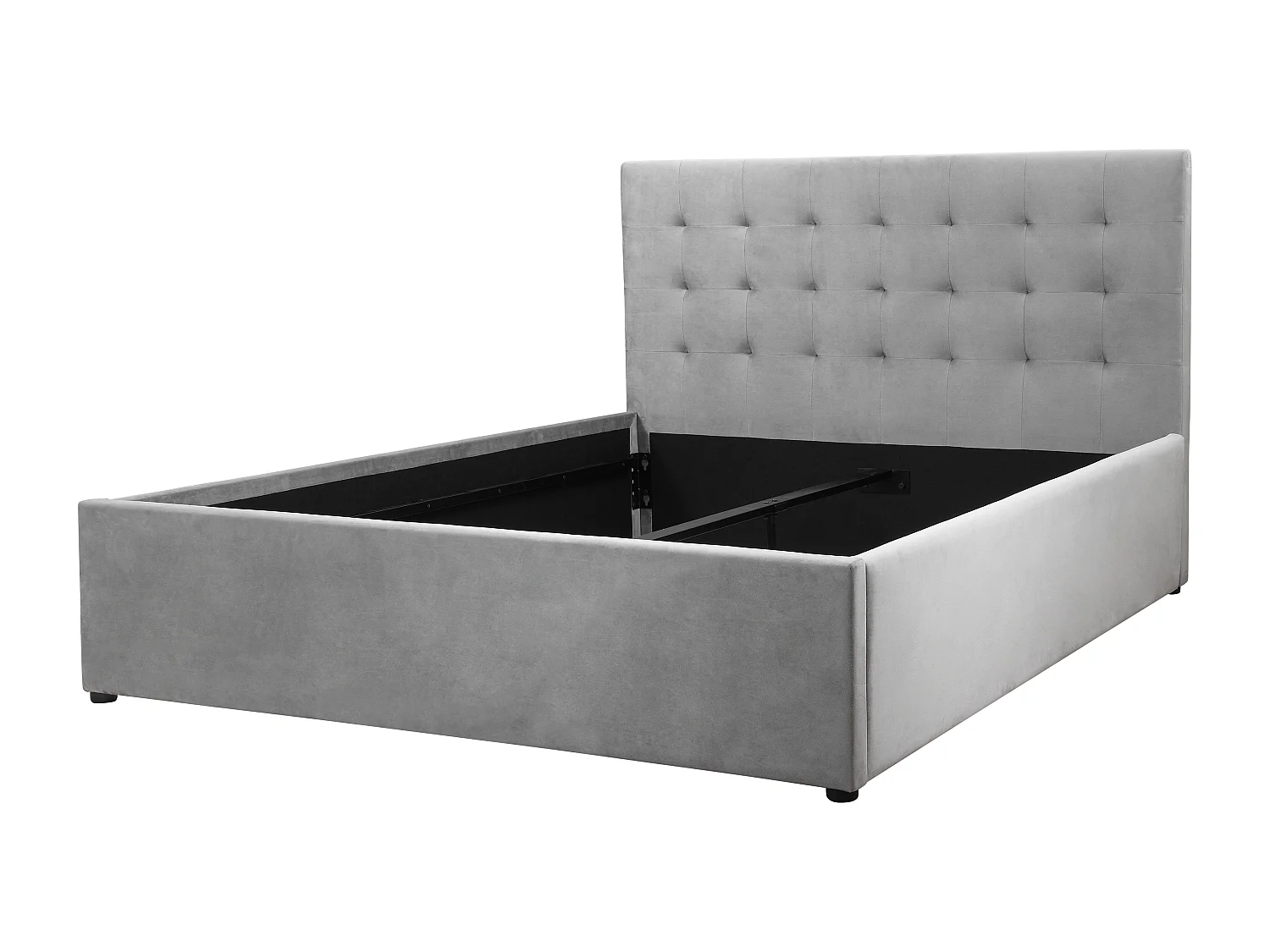 Hamar | Bett 140x200 cm Samt Hellgrau