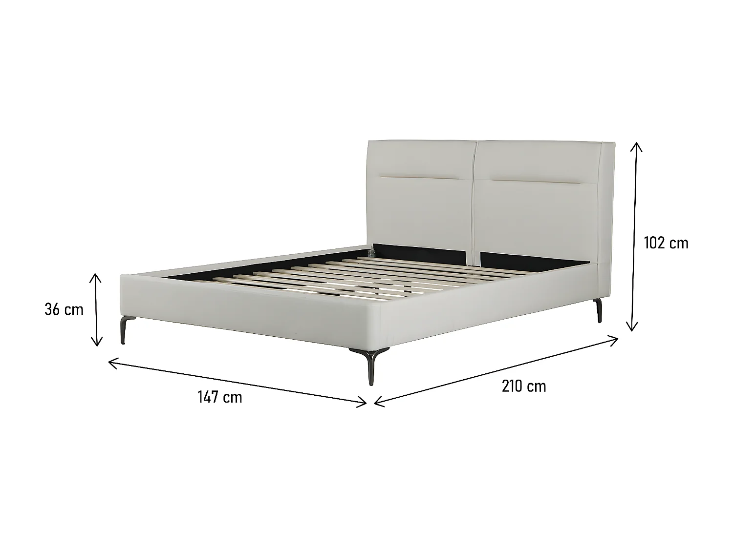 Letto matrimoniale in tessuto di design "Moritz" - 140 x 190 cm - Beige