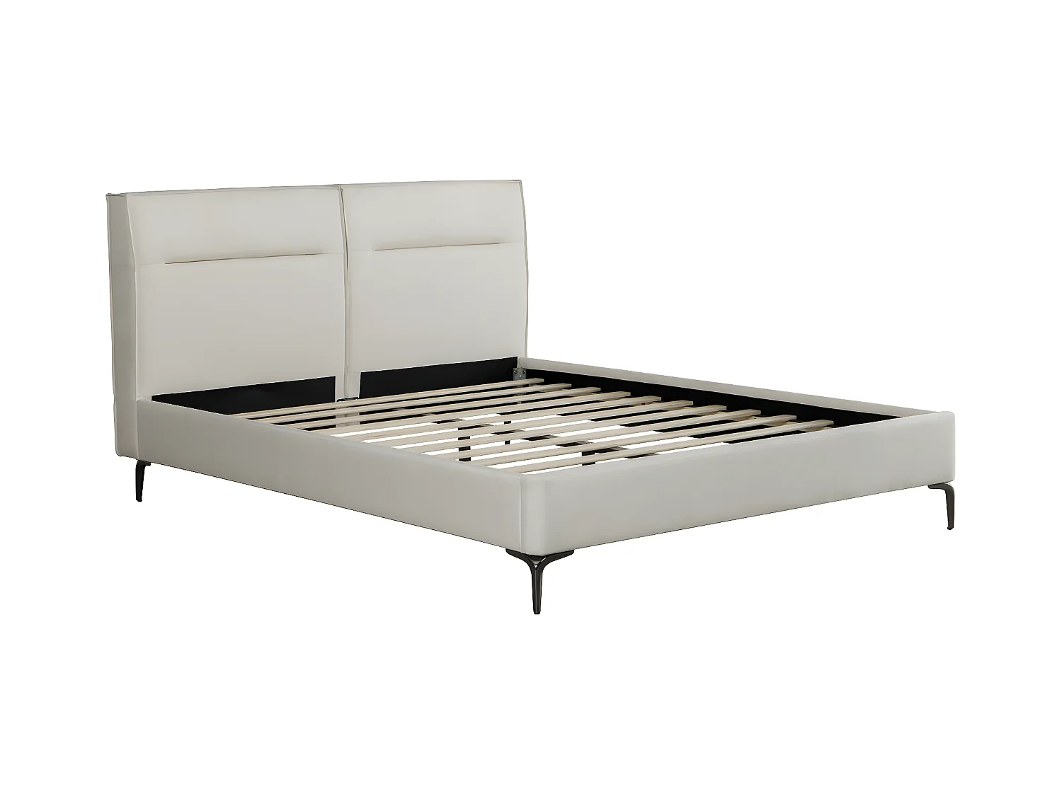 Lit double en tissu design "Moritz" - 140 x 190 cm - Beige