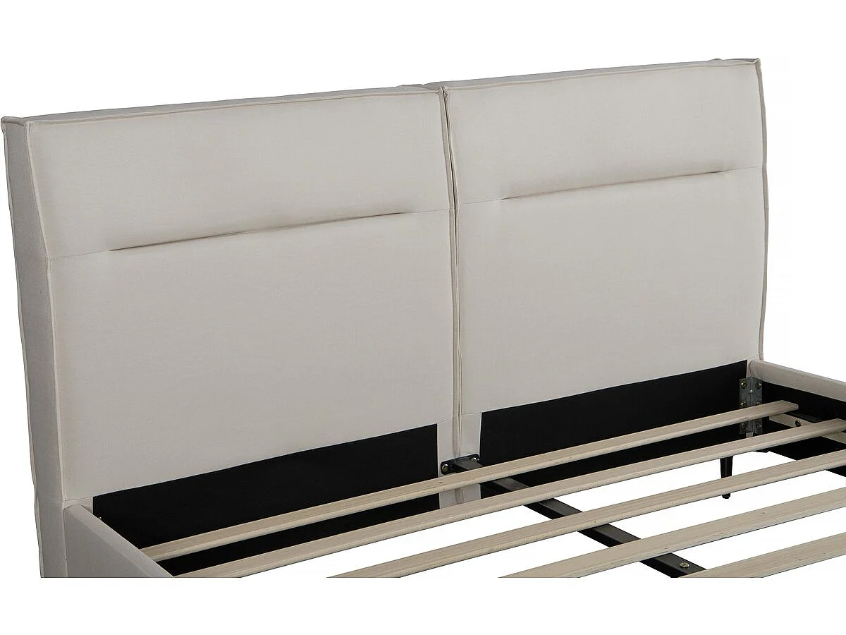 Lit double en tissu design "Moritz" - 140 x 190 cm - Beige