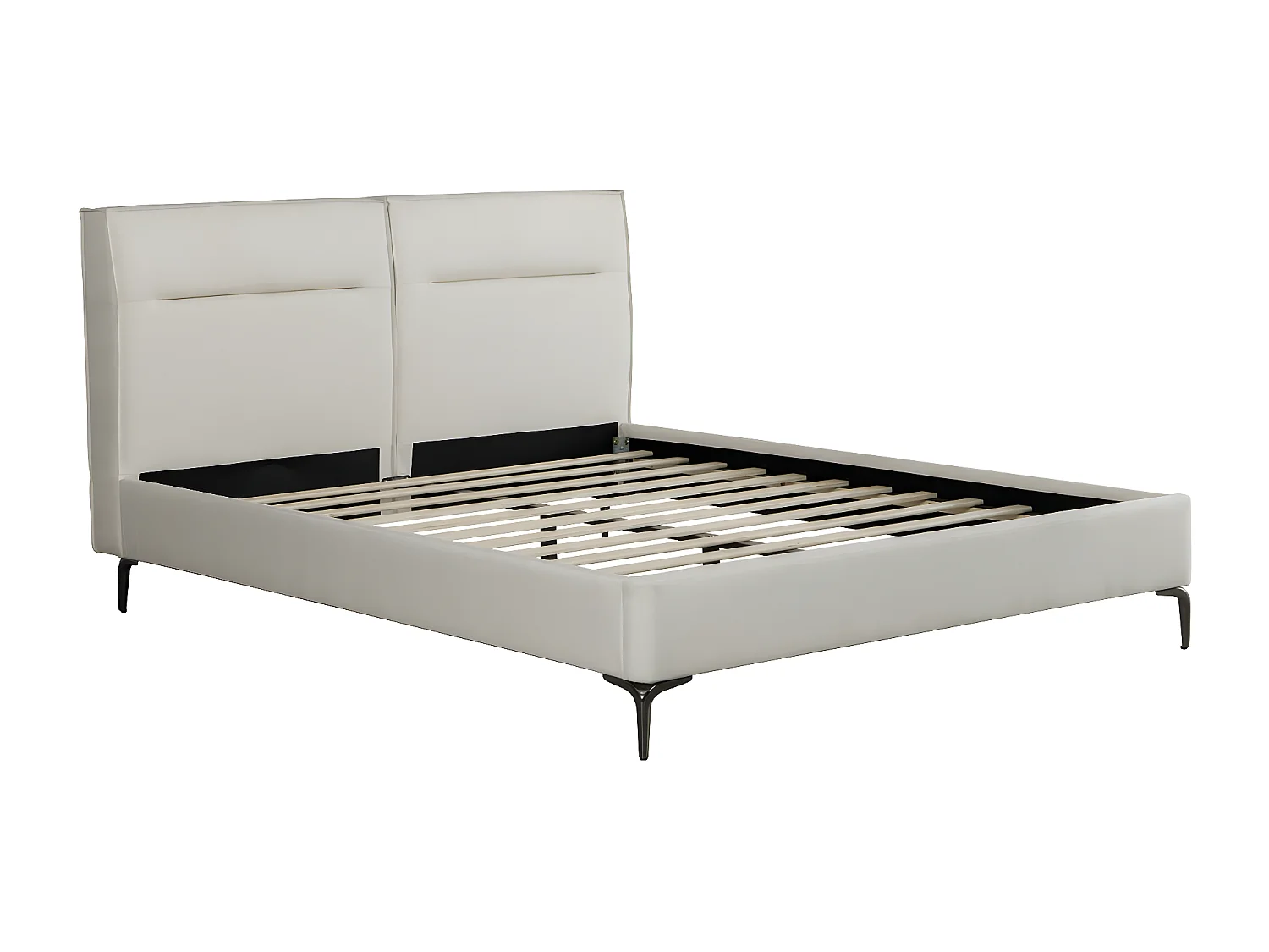 Lit double en tissu design "Moritz" - 180 x 200 cm - Beige