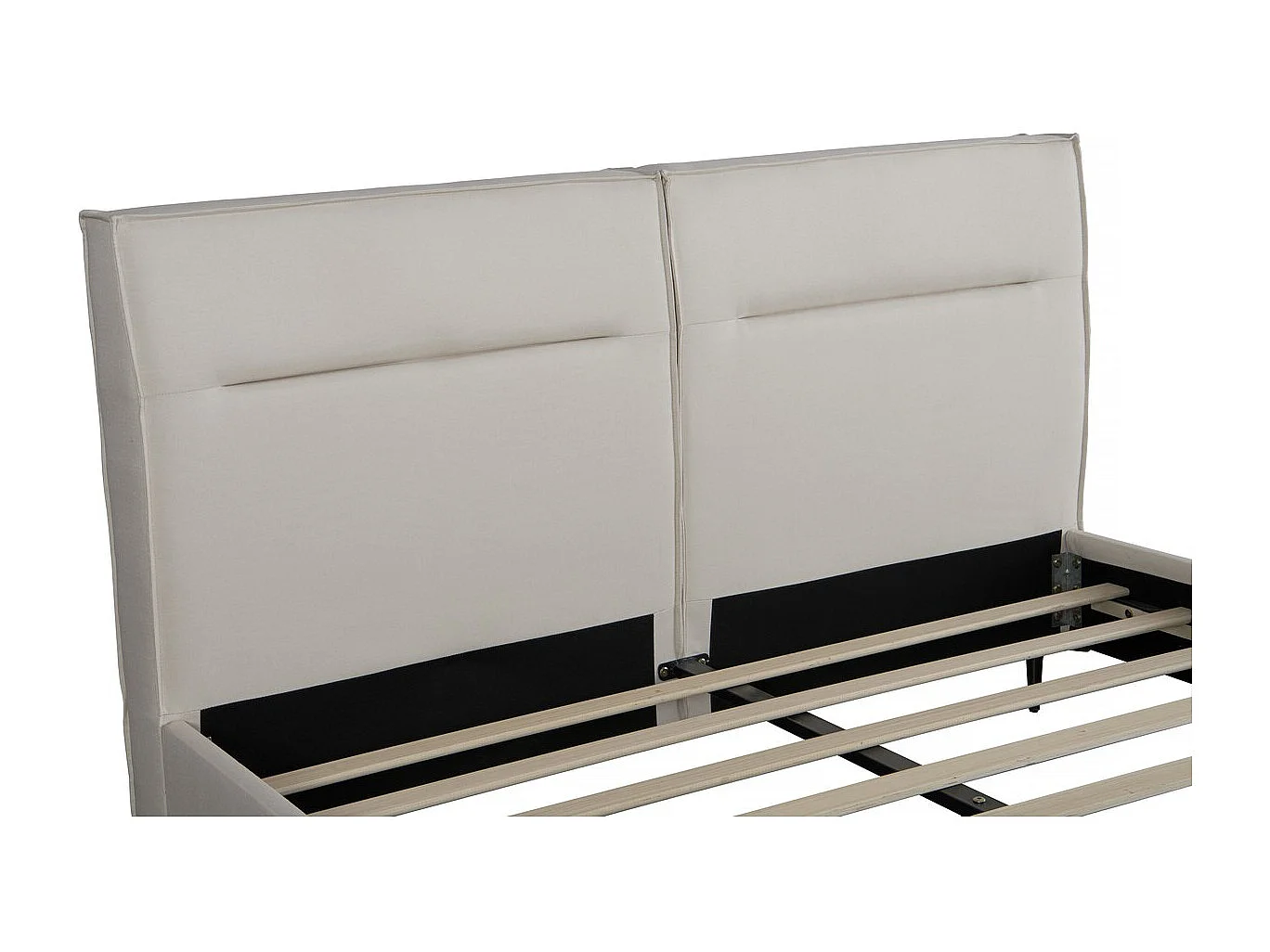 Design tweepersoons stoffen bed "Moritz" - 180 x 200 cm - Beige, inclusief lattenbodem