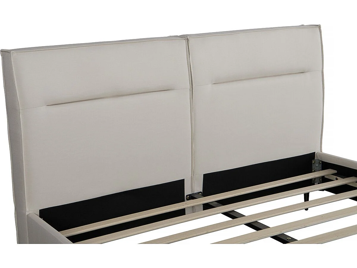 Elegante Cama de Casal em Tecido "Moritz" - 180 x 200 cm - Bege com Estrutura de Aço