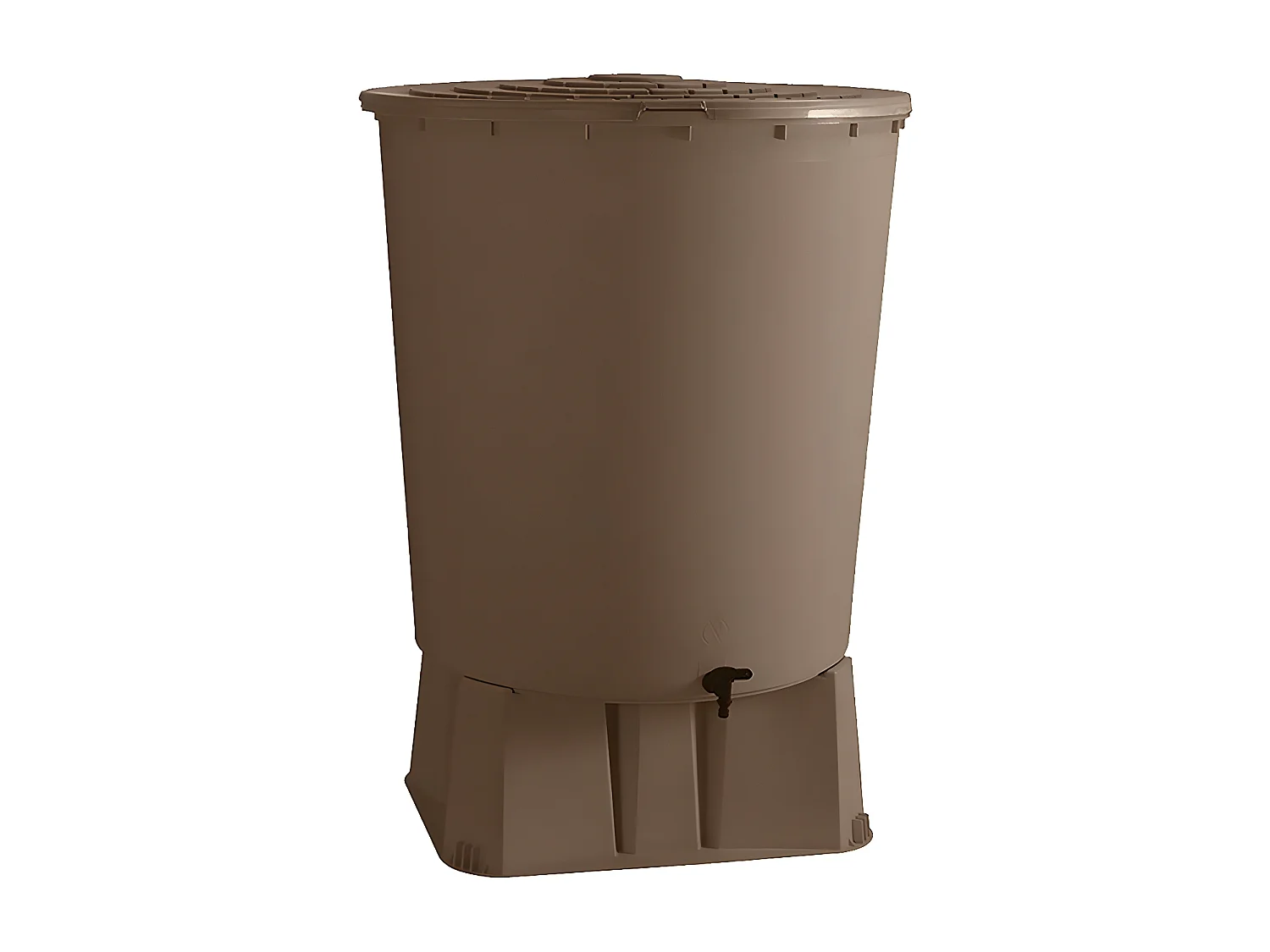 "Collettore d'Acqua UBUD con Supporto - 200L - Sistema Ecologico di Raccolta Acqua Piovana in Taupe"