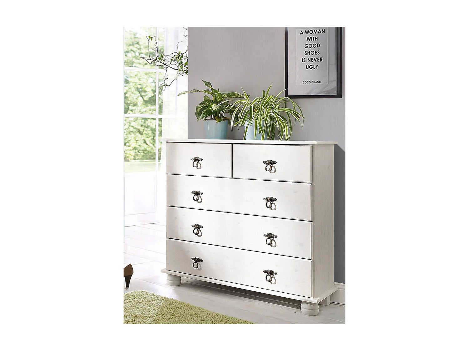 Finca|Commode avec 3+2 portes en pin laqué blanc