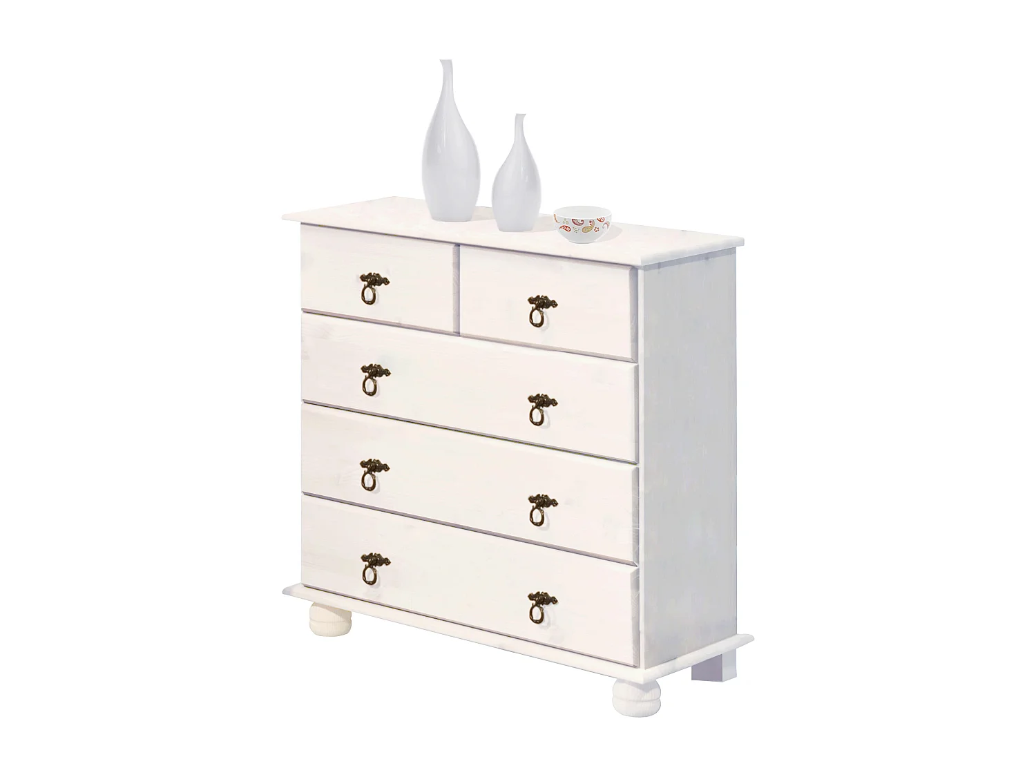 Finca|Commode avec 3+2 portes en pin laqué blanc