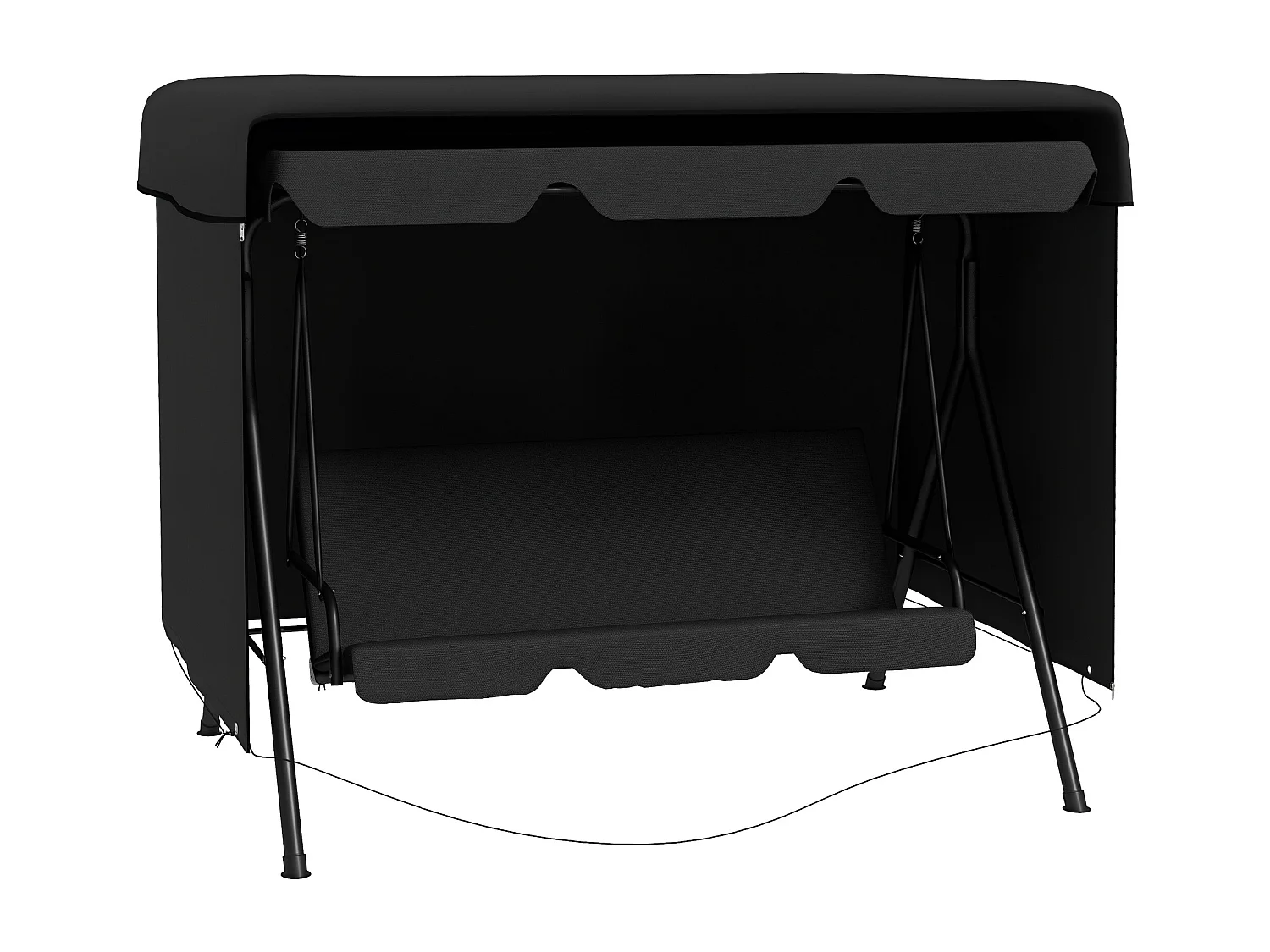 Housse de protection balancelle de jardin bâche étanche dim. 2,15L x 1,55l x 1,5H m PE noir