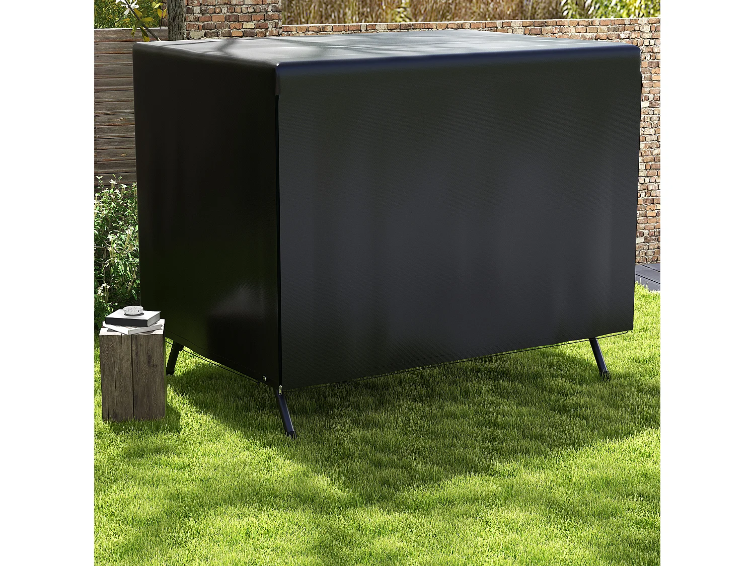 Housse de protection balancelle de jardin bâche étanche dim. 2,15L x 1,55l x 1,5H m PE noir