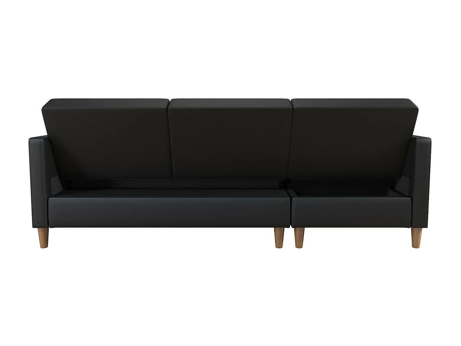 Sofá 3 plazas con chaise longue en imitación piel negro