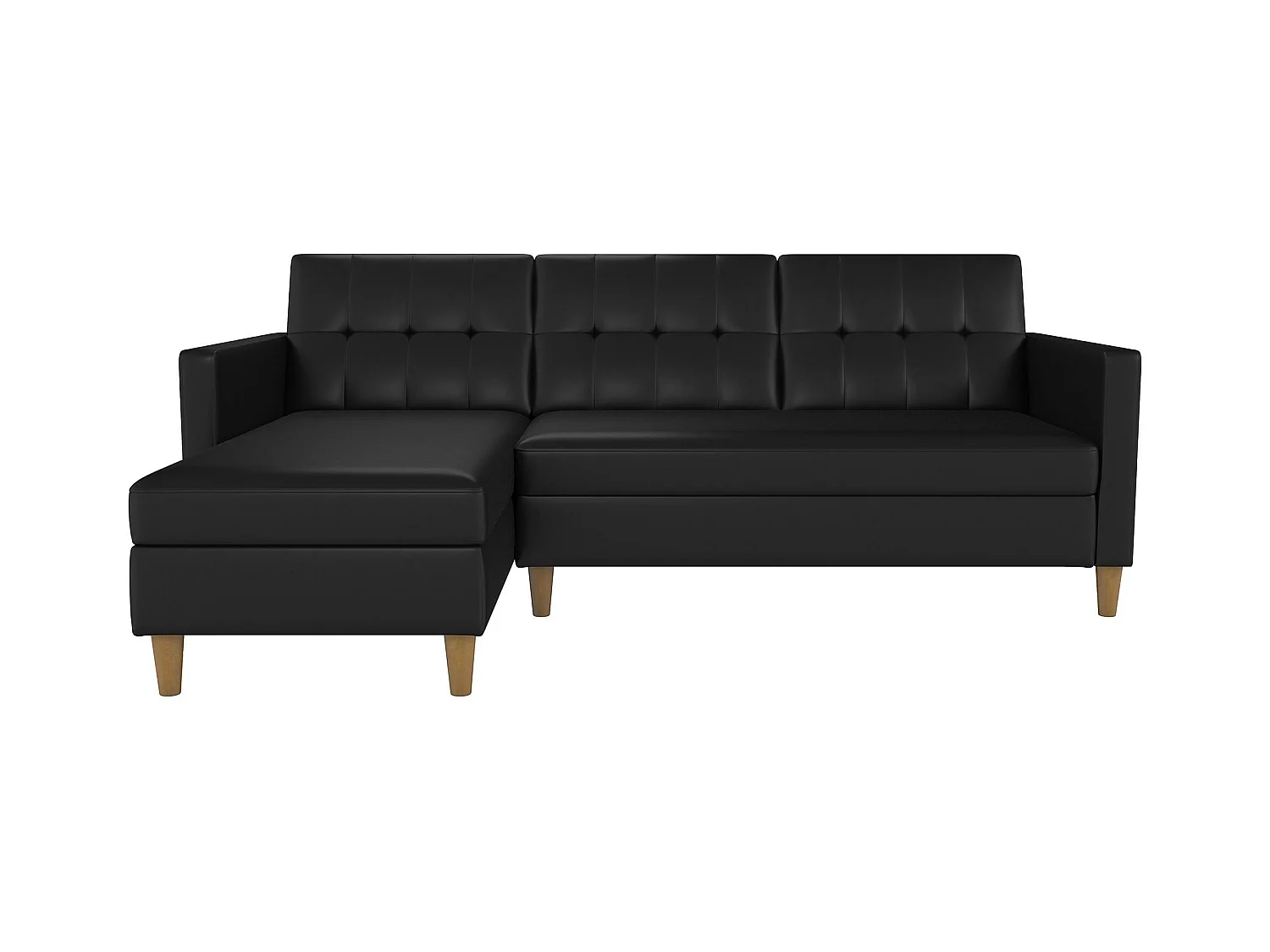 Hartford | Canapé 3 places avec chaise longue en simili cuir Noir