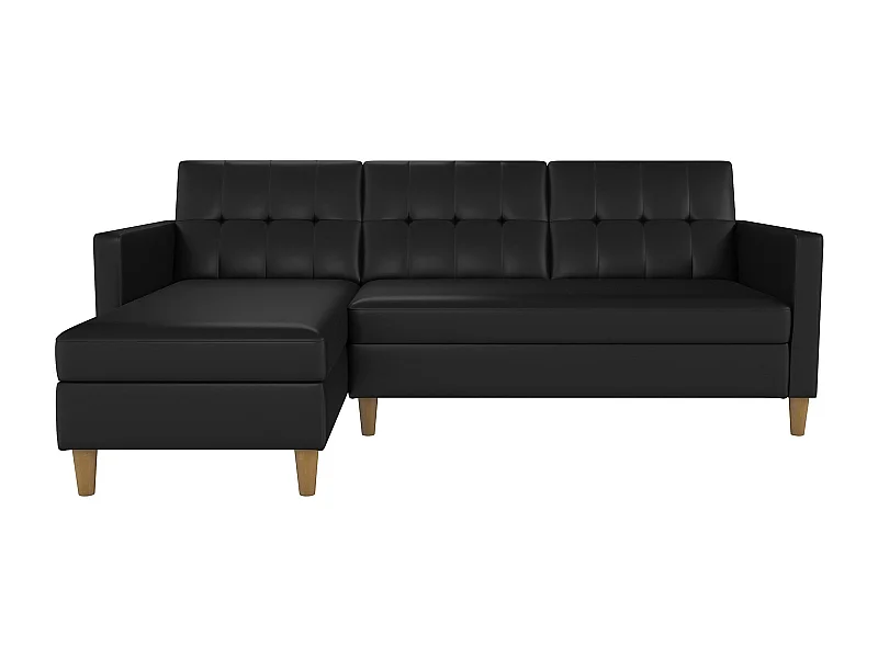 Hartford | Canapé 3 places avec chaise longue en simili cuir Noir