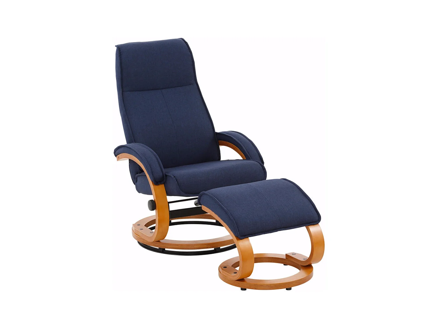 PARIS Relaxfauteuil + Kruk Donkerblauw