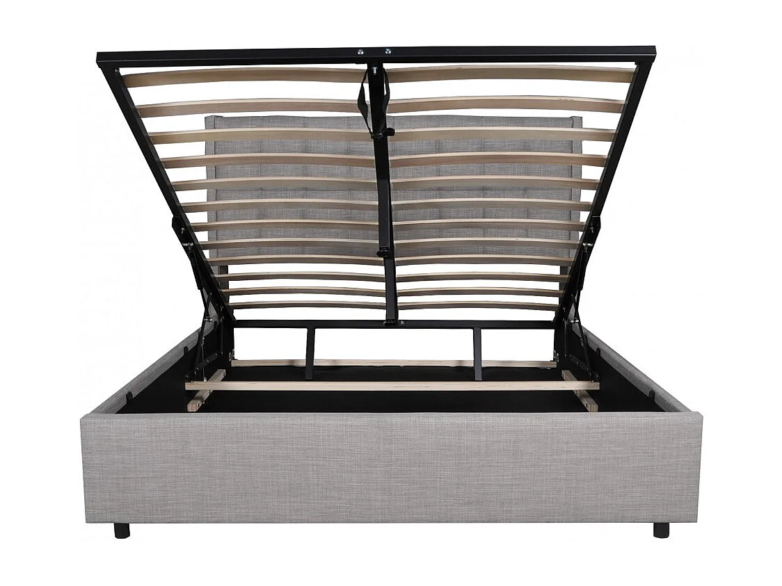 Lit coffre WEMBLEY 160x200 + 1 sommier / Gris clair