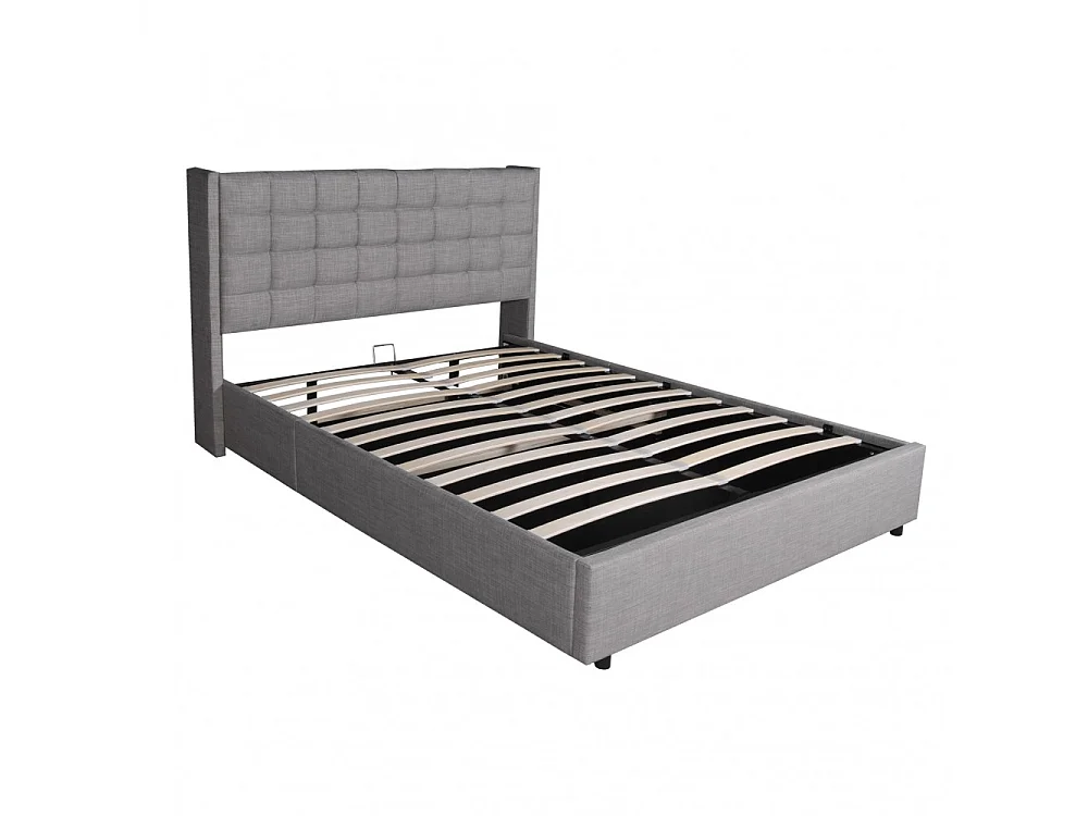 Lit coffre WEMBLEY 160x200 + 1 sommier / Gris clair