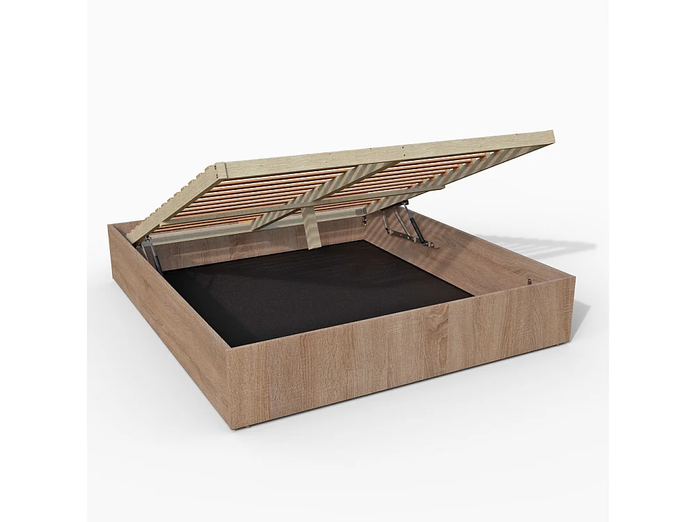 Lit coffre BILBAO 180x200 cm + sommier / Décor chêne blanchi